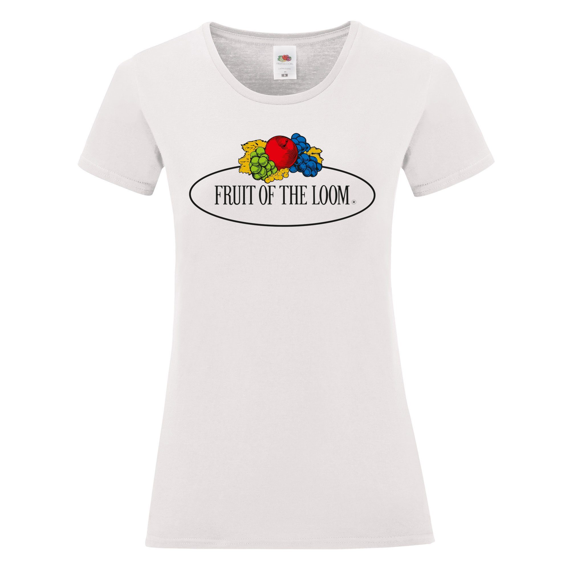 Fruit of the Loom Rundhalsshirt Ladies Iconic 150 T-Shirt weiß - Vintage-Logo groß