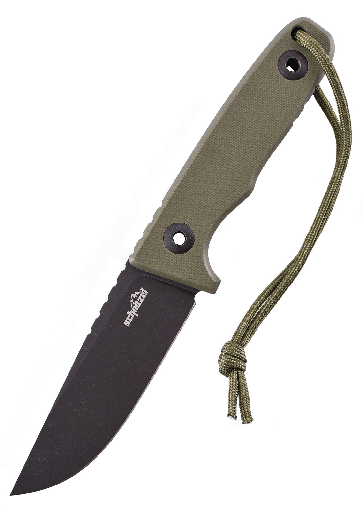 Schnitzel Universalmesser Schnitzel TRI Grün, feststehendes Outdoormesser, inkl. Kydex-Scheide mit Dangler-Trageystem