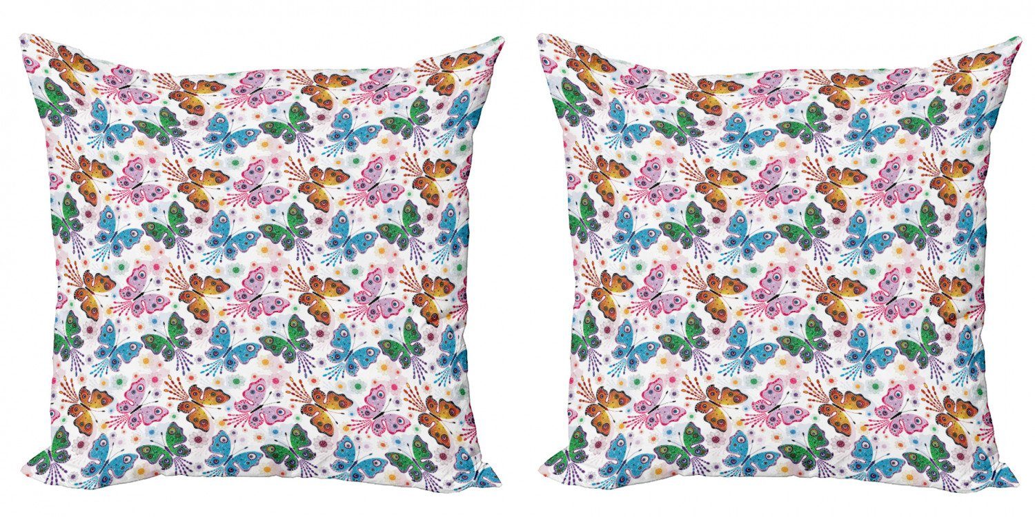 Kissenbezüge Modern Accent Doppelseitiger Digitaldruck, Abakuhaus (2 Stück), Schmetterling Floral Vibrierende ethnische