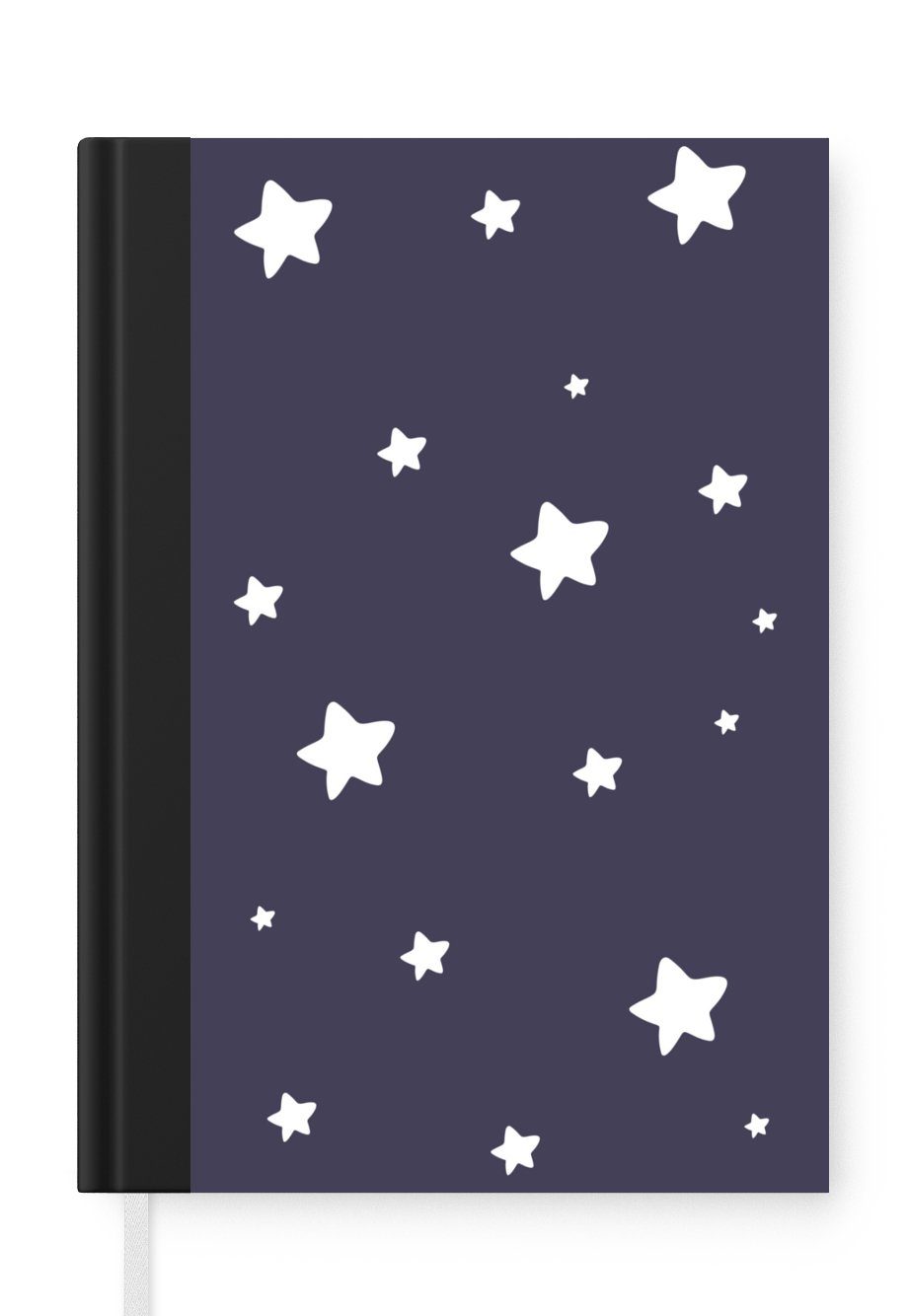 MuchoWow Notizbuch Illustration mit einem Muster aus weißen Sternen auf einem, Journal, Merkzettel, Tagebuch, Notizheft, A5, 98 Seiten, Haushaltsbuch | Notizbücher