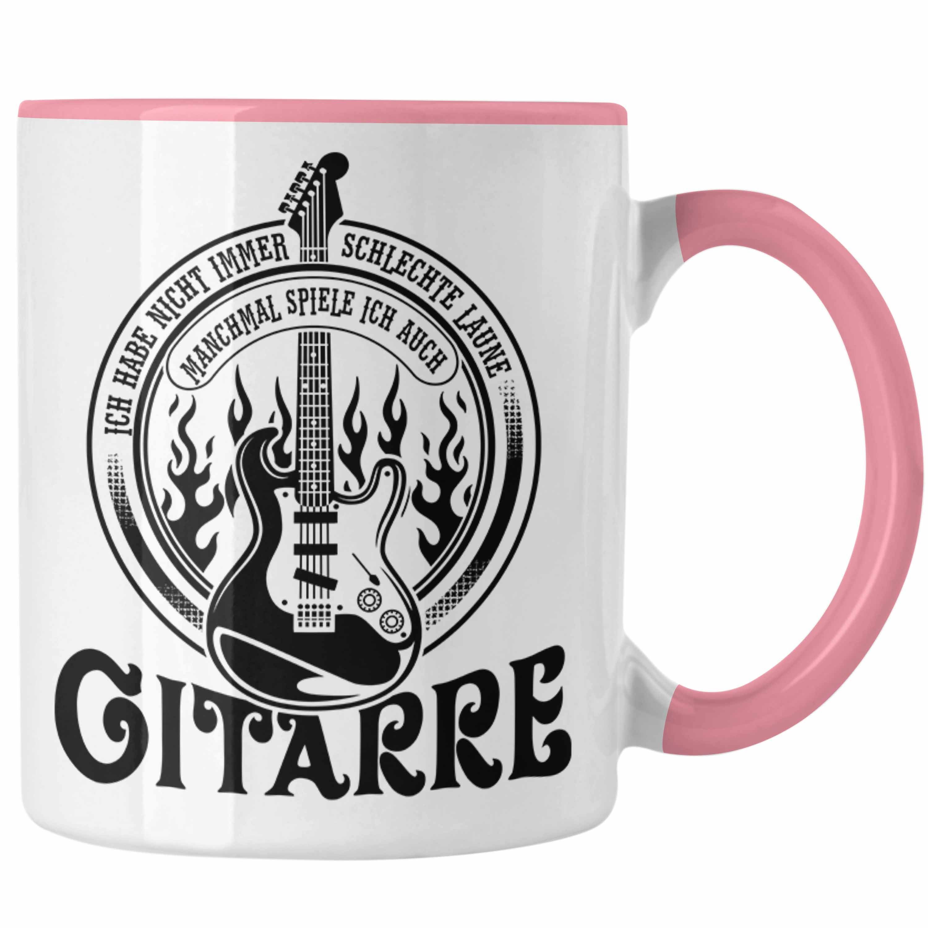 Trendation Tasse Gitarrenspieler Tasse Geschenk Gitarre Geschenkidee Spruch Kaffee-Bech Rosa