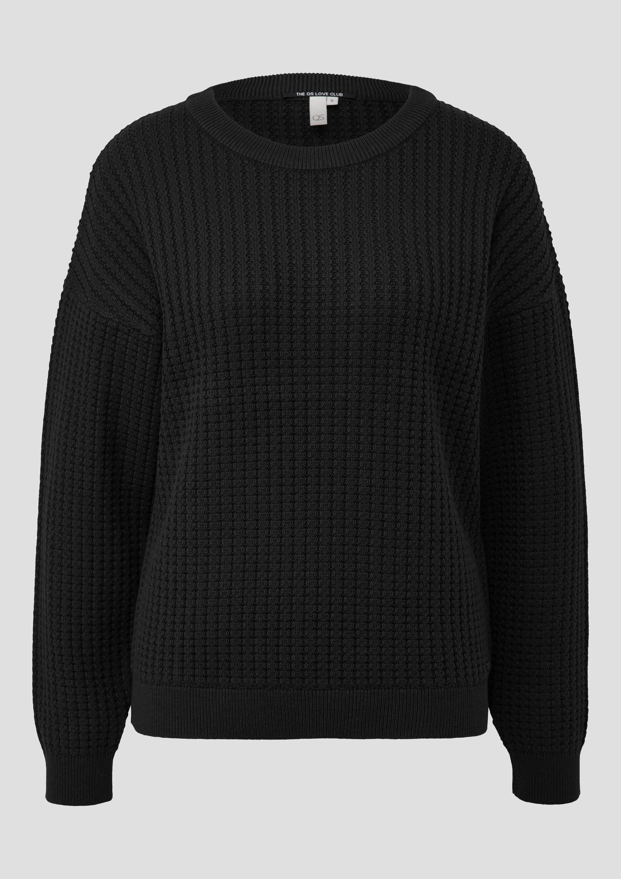 QS Longpullover Strickpullover Strukturierter Pullover
