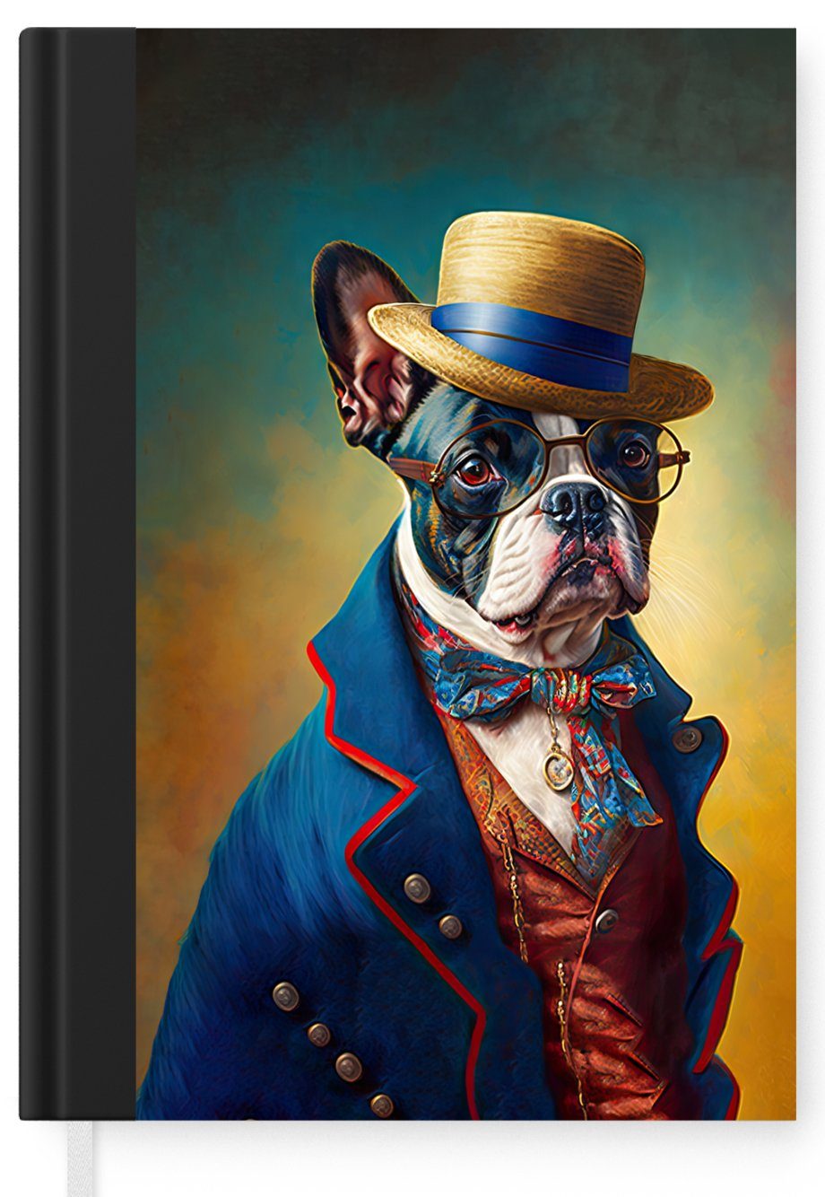 MuchoWow Notizbuch Hund - Haushaltsbuch Kleidung Porträt, Accessoires Merkzettel, Notizheft, 98 Seiten, - A5, Farbe - Journal, Tagebuch, 