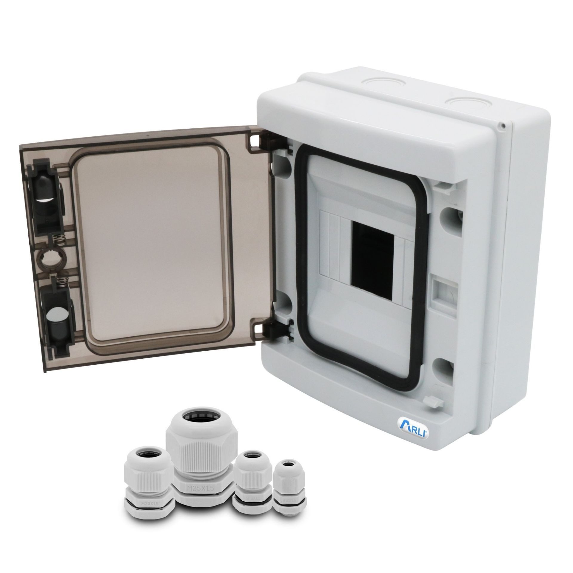 ARLI Распределителиbox Sicherungskasten IP65 Aufputz Распределителиkasten Feuchtraumverteiler, (Anzahl Module, 5-tlg), Anzahl Module nach Auswahl inkl. Электропроводverschraubungen