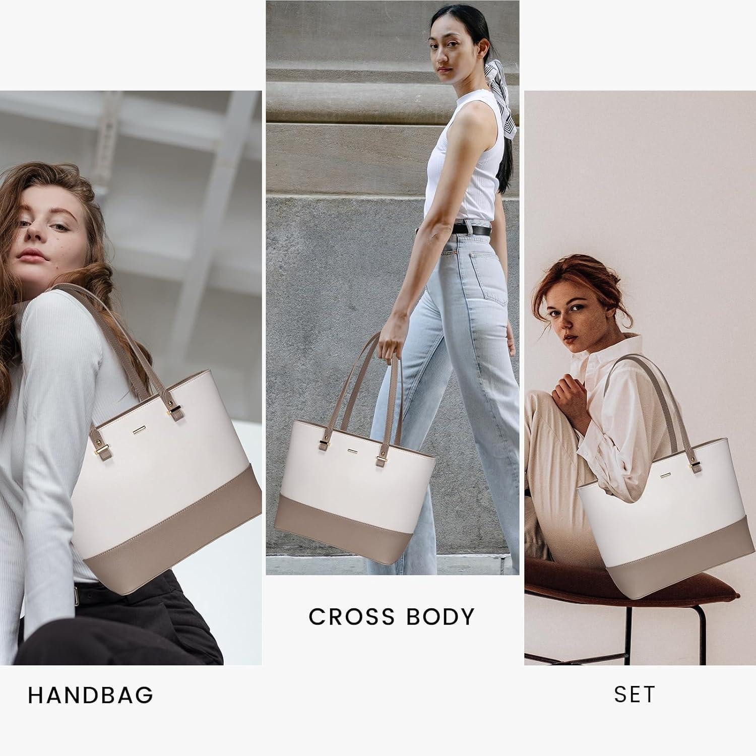 LuxusKollektion Handtasche Damen Handtasche Shopper Schultertasche groß Leder 3-teilig