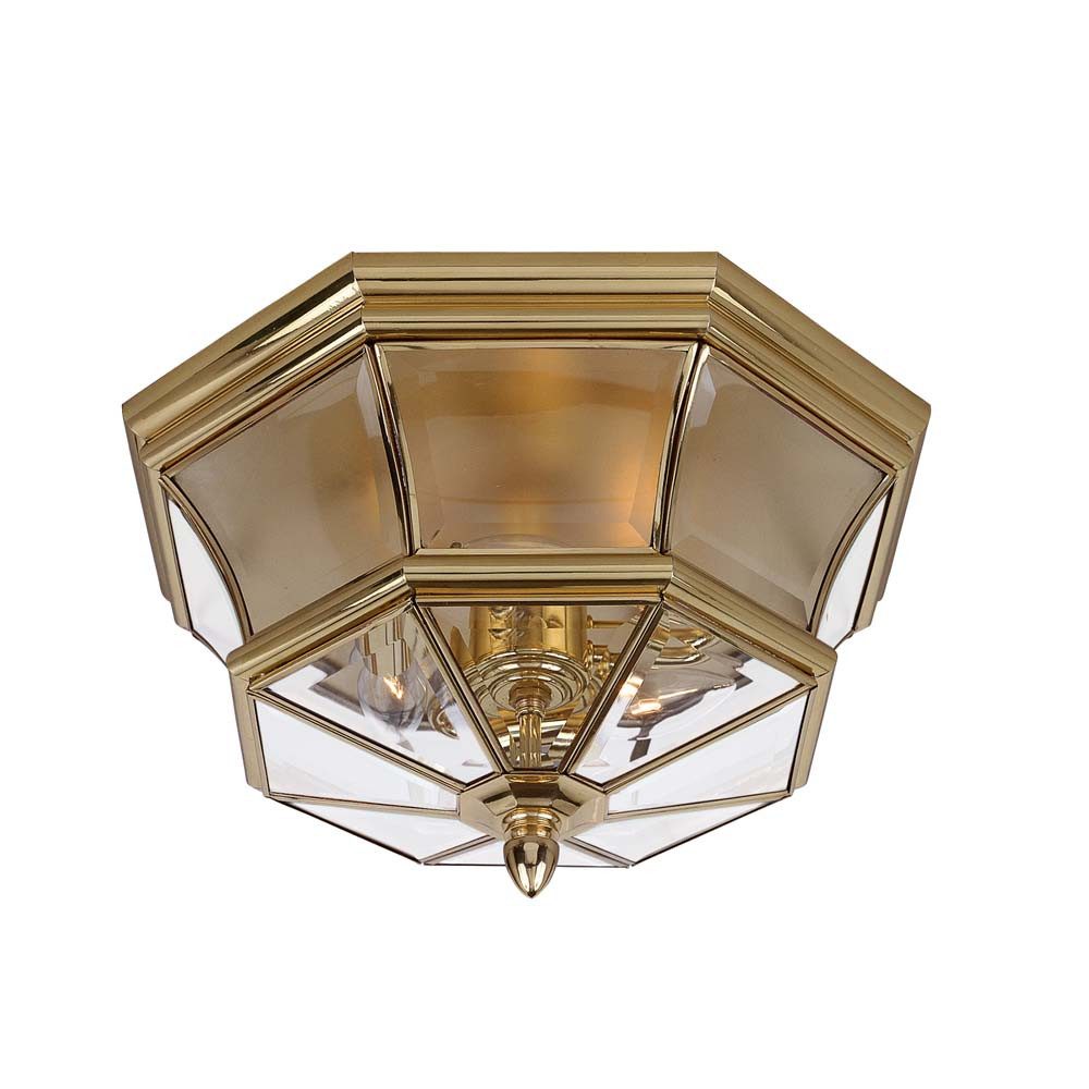 Elstead LIGHTING Außen-Deckenleuchte, Leuchtmittel nicht inklusive, Außenleuchte Deckenleuchte Massives Messing Glas klassisch 3 Flammig