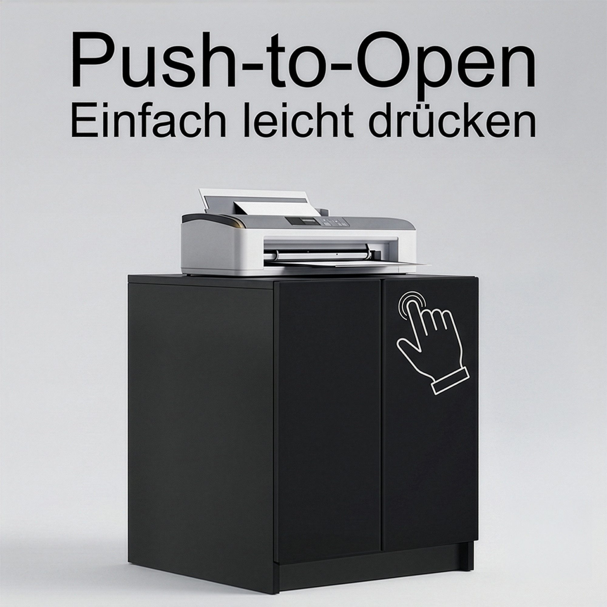 InnoFurn Aktenschrank Elona Druckerkommode (Druckertisch, Extra Tief für Drucker) Druckerschrank Soft-Close & Push-to-Open, Made in Germany – Bild 3 von 5
