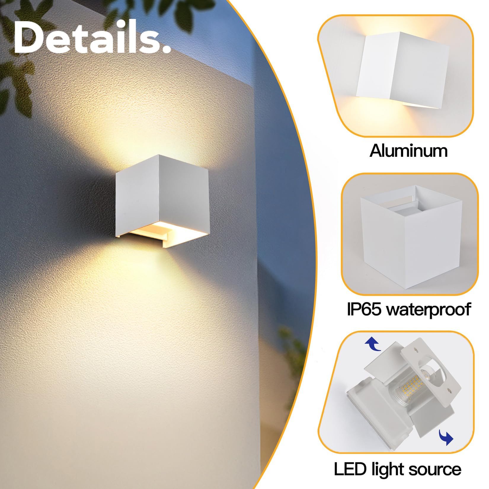 RWEUOQ LED Wandleuchte Außenwandleuchte 6W Einstellbarer günstig online kaufen