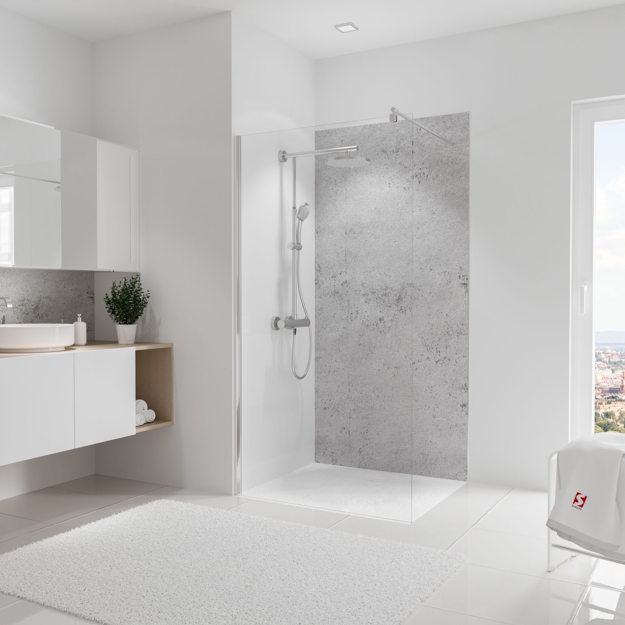 Schulte Badrückwand DecoDesign Stein Grau-Hell, (1-tlg), 100x210 cm Duschrückwand Wandverkleidung fugenloser Fliesenersatz