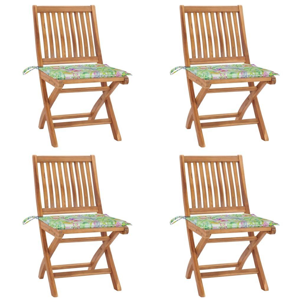 furnicato Gartenstuhl Klappbare Gartenstühle mit Kissen 4 Stk. Massivholz Teak | Stühle