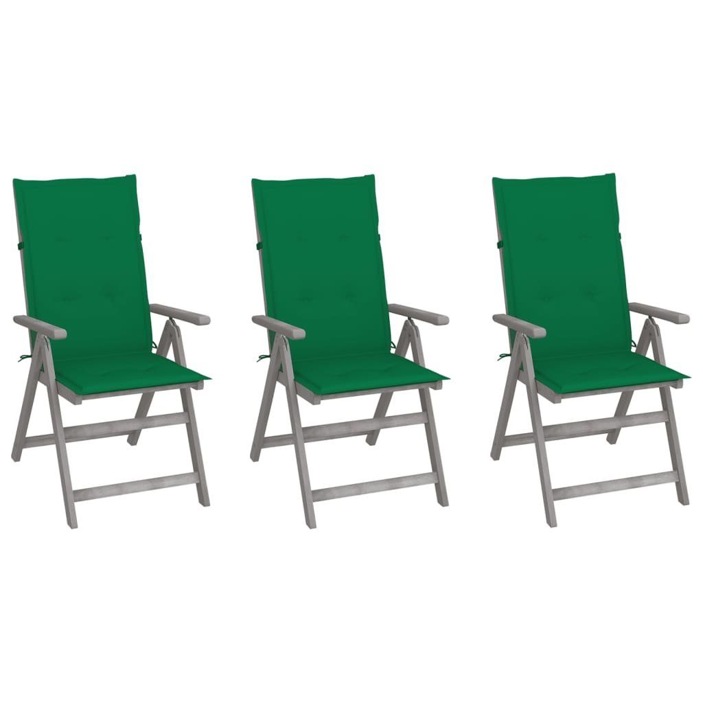 3 Gartenstuhl Auflagen Akazie Gartenstühle Verstellbare furnicato Massivholz Stk. mit