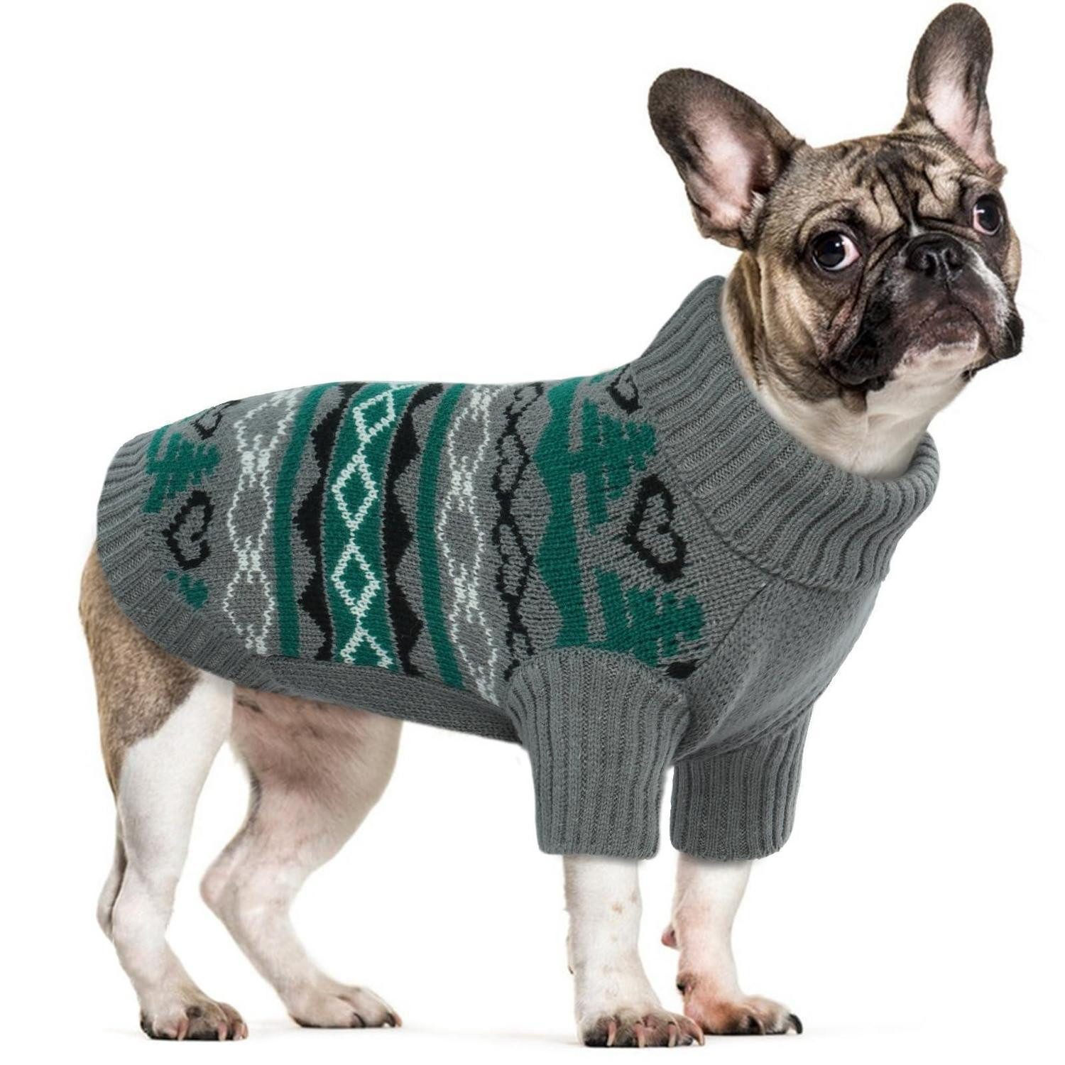 LuxusKollektion Hundepullover Hundepullover XS Grau Weihnachtsmotiv