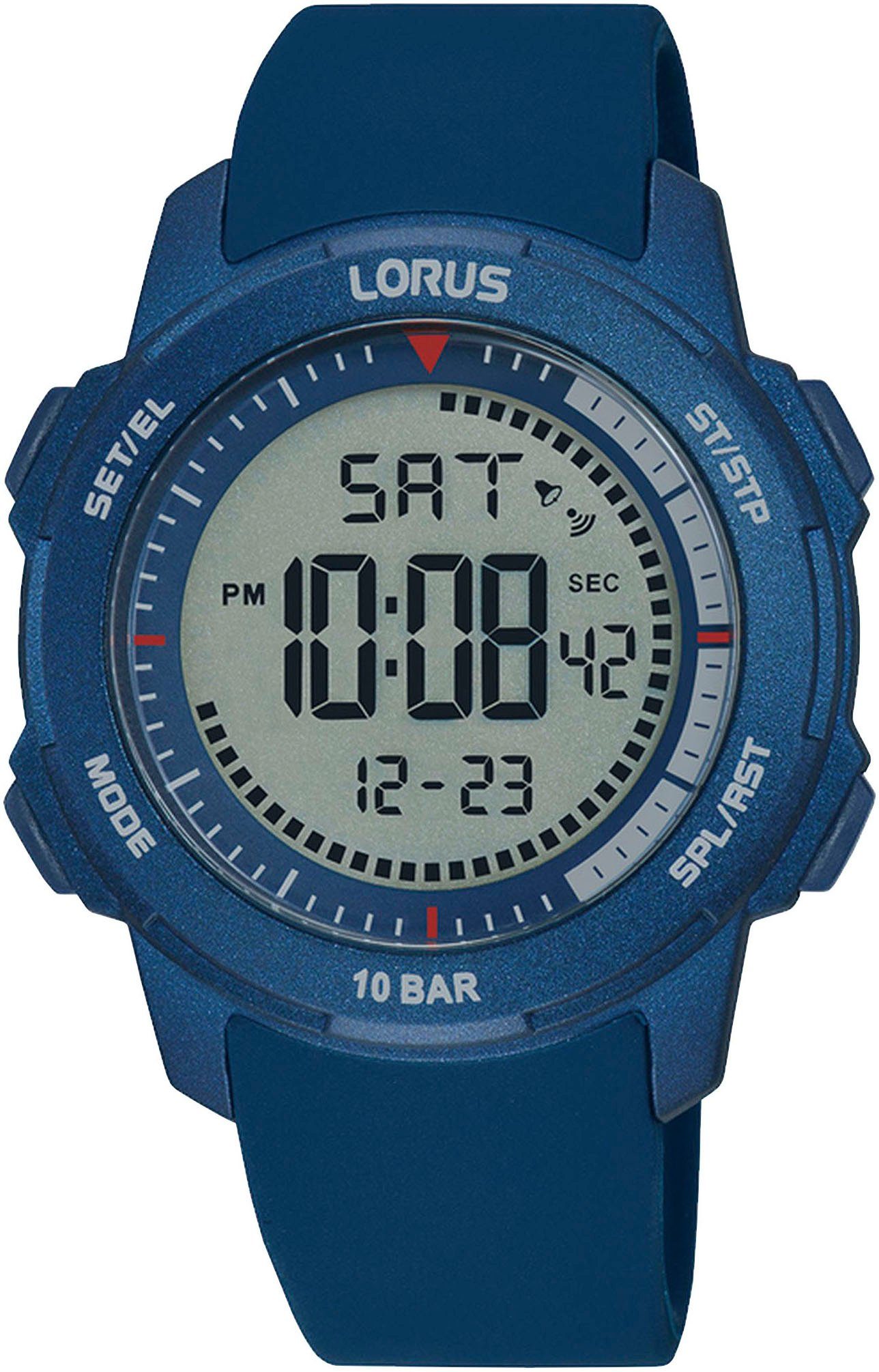 LORUS Chronograph R2373PX9, Armbanduhr, Quarzuhr, Herrenuhr, bis 10 bar wasserdicht, digital