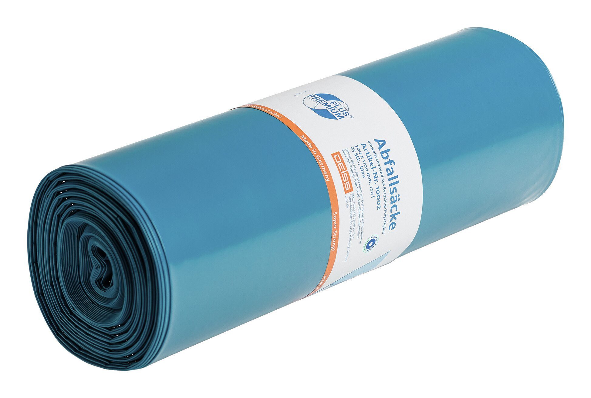 Deiss Müllbeutel, Müllsack 120 l blau LDPE Superstark