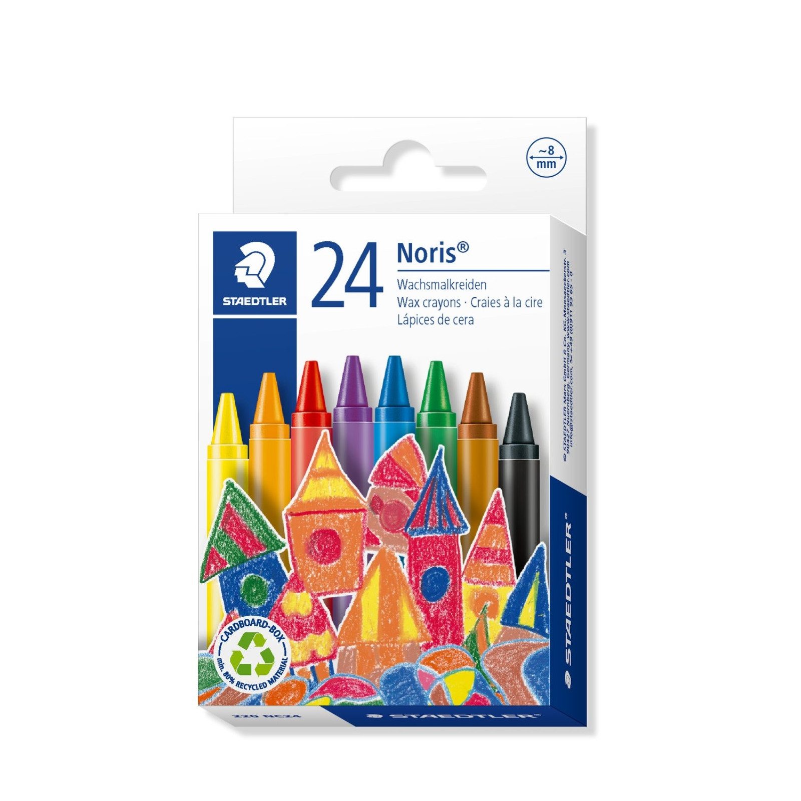 STAEDTLER Wachsmalstift STAEDTLER Noris 220 Wachsmalkreide - 8 mm - 24 Stück