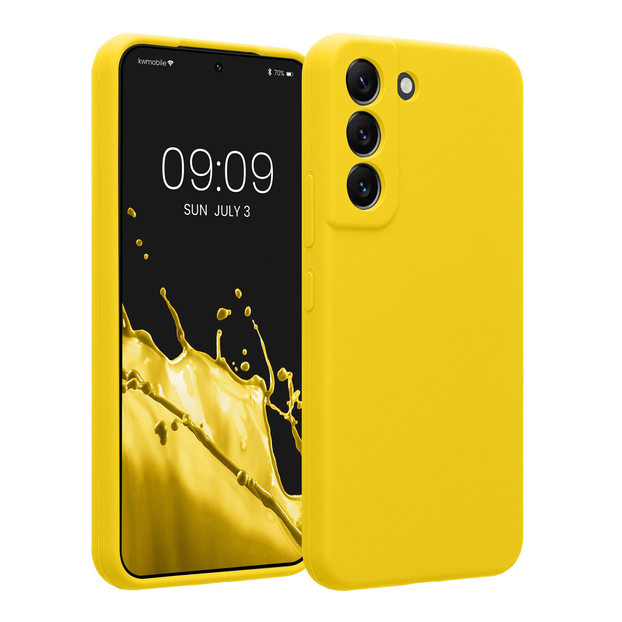 kwmobile Handyhülle Handyhülle für Samsung Galaxy S22 Hülle, Hülle Silikon gummiert - Handyhülle - Handy Case in Strahlend Gelb