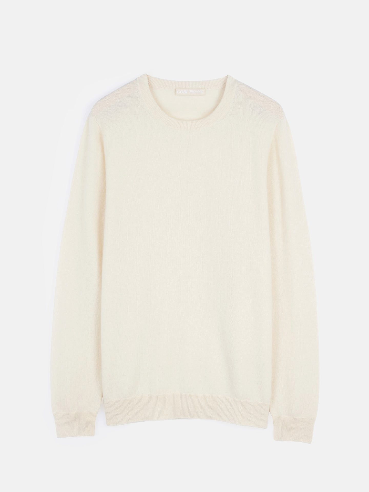 GOBI Cashmere Rundhalspullover Naturfarbe Basic R-Ausschnitt Kaschmirpullover
