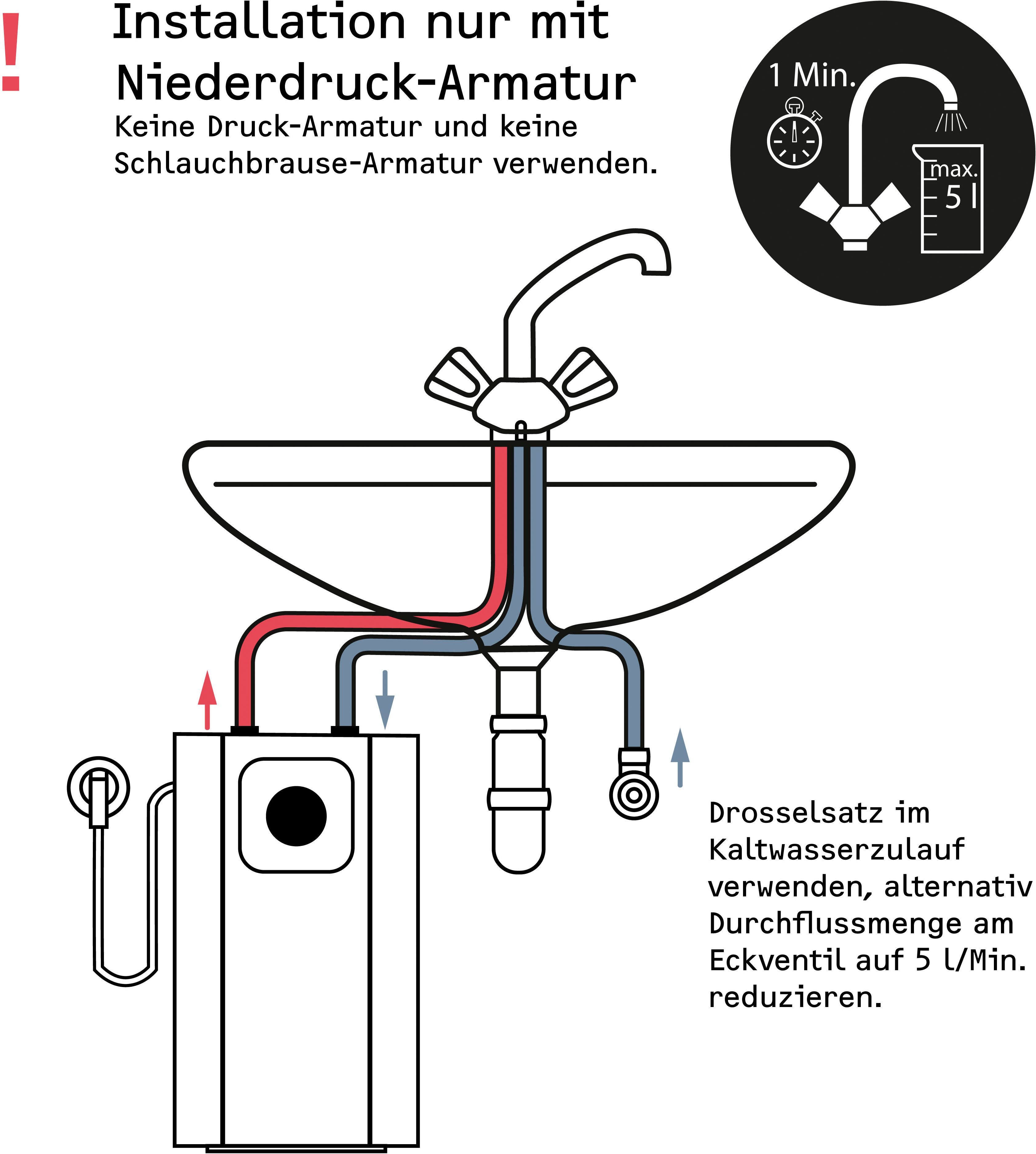 STIEBEL ELTRON Kleinspeicher UFP 5 Trend, Untertischboiler 5 Liter, (max. 85°C), Niederdruck, mit Stecker