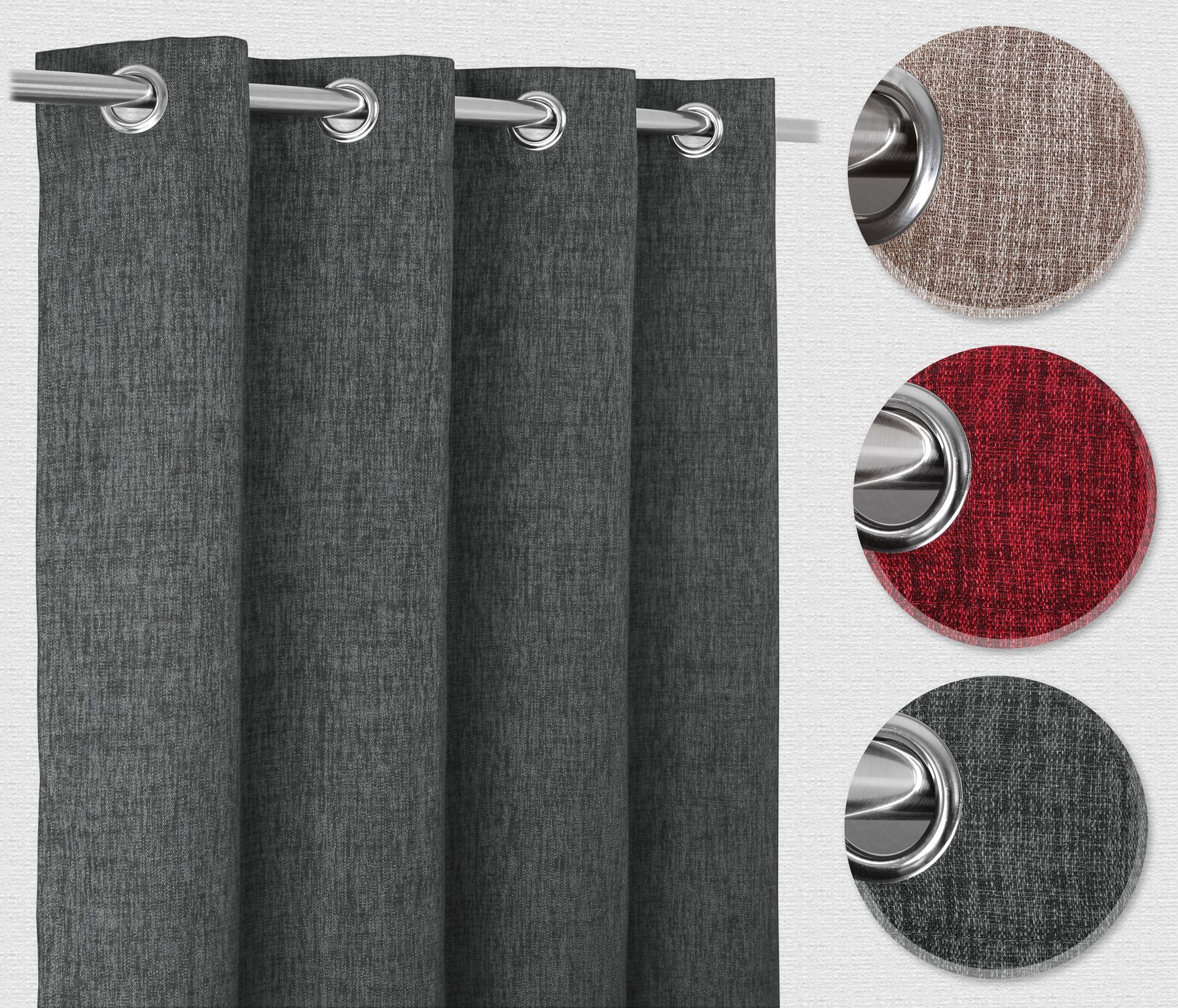 Beautex Vorhang Ösenvorhang, Gardine mit Ösen 140x245 cm, Ösenschal blickdi günstig online kaufen