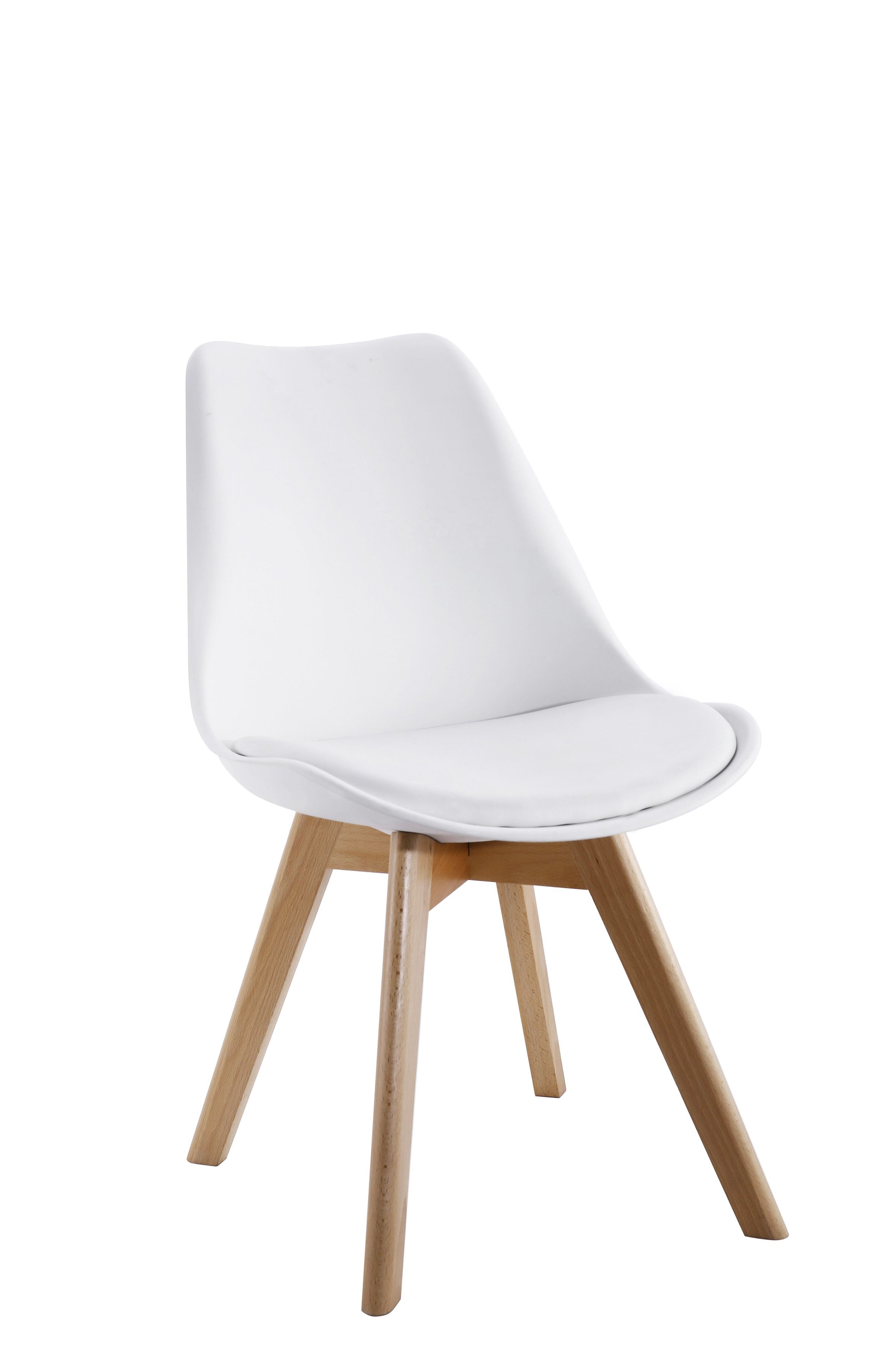 Ribelli Stuhl Stuhl mit Holzbeinen, weiß, 2er Set