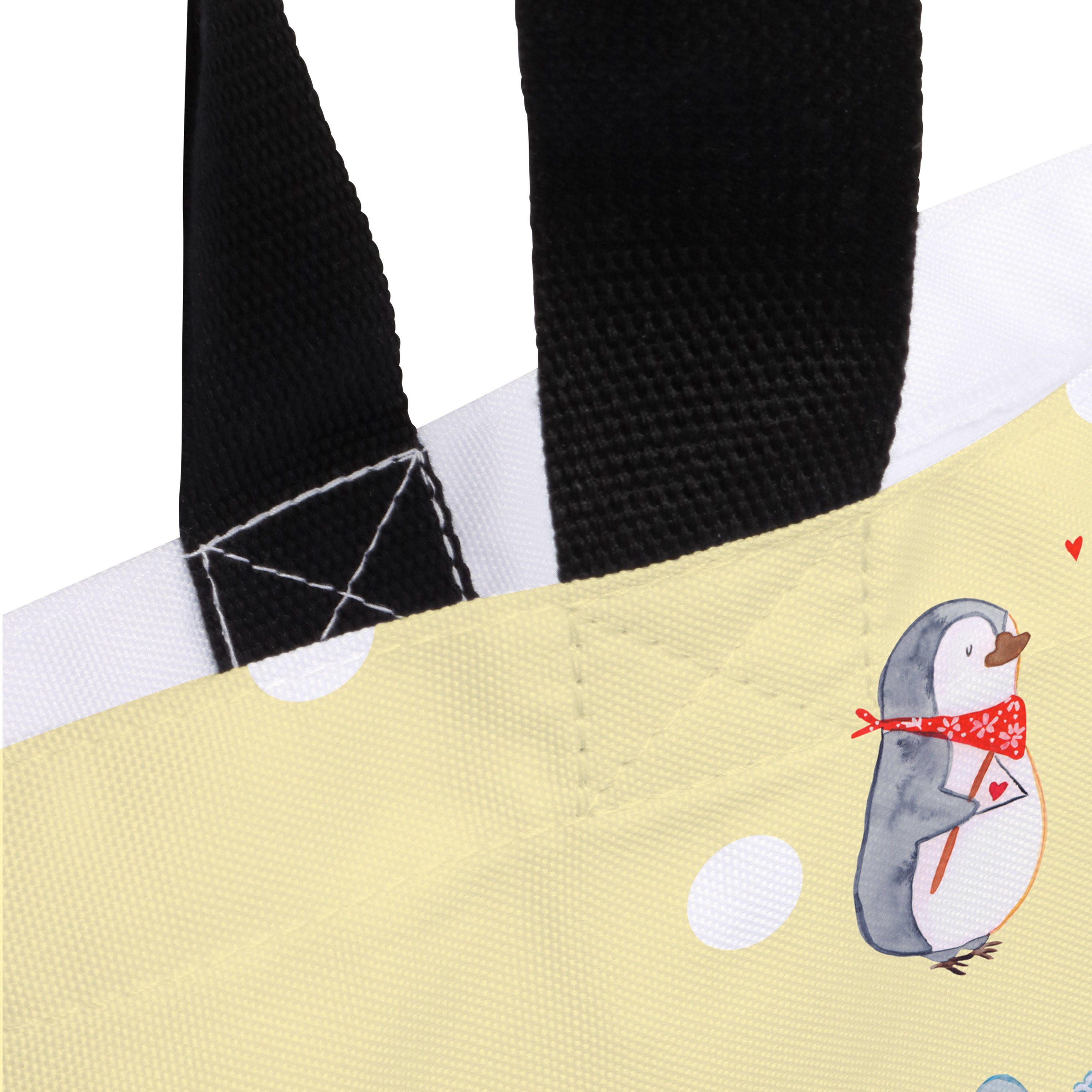Mr. & Mrs. Panda Shopper Einkaufstasche, (1-tlg) Beutel, Band - - Pastell Geschenk, Gelb Tragebeut Big