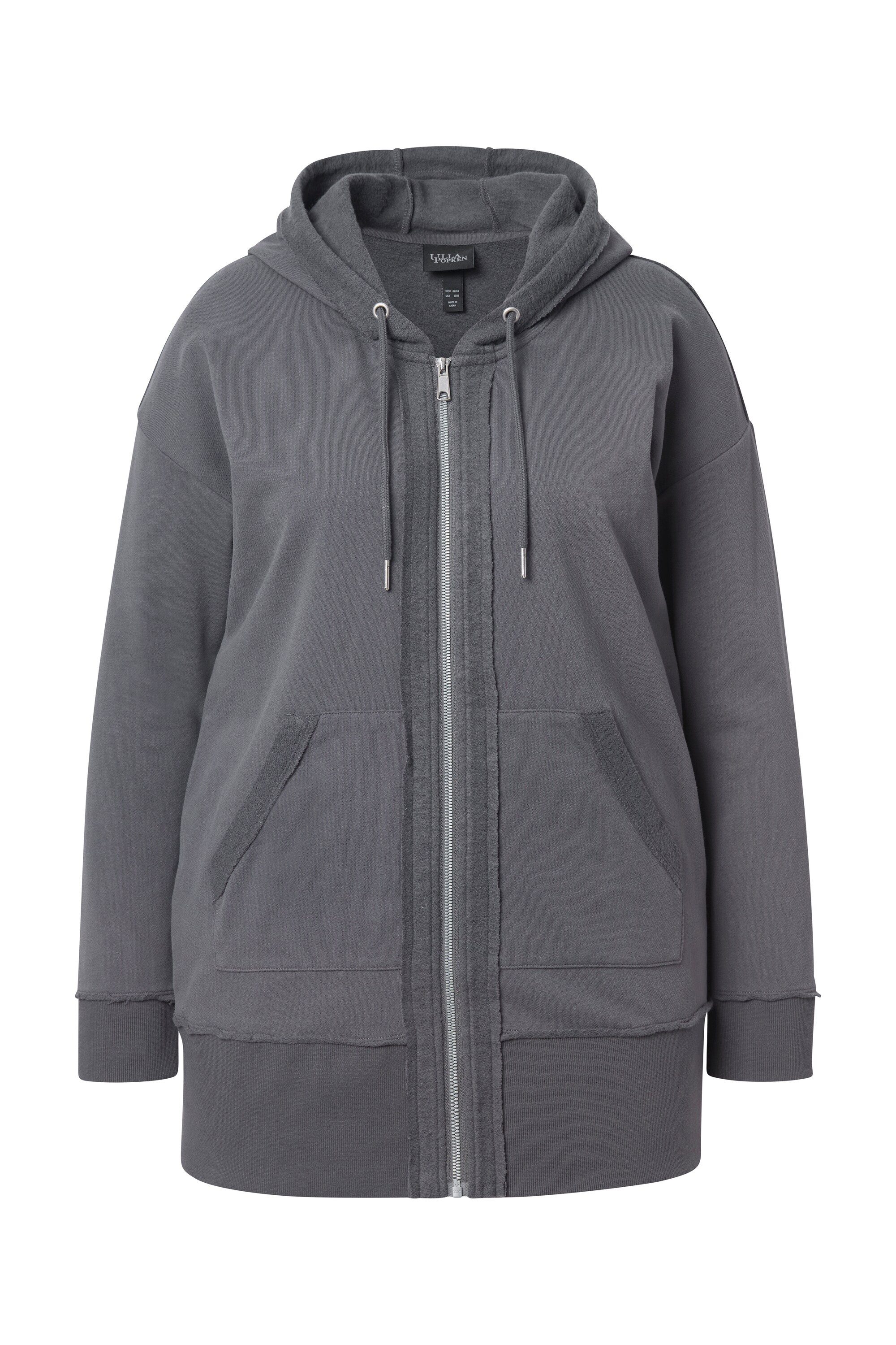 Ulla Popken Sweatjacke Hoodiejacke offenkantig Kapuze günstig online kaufen