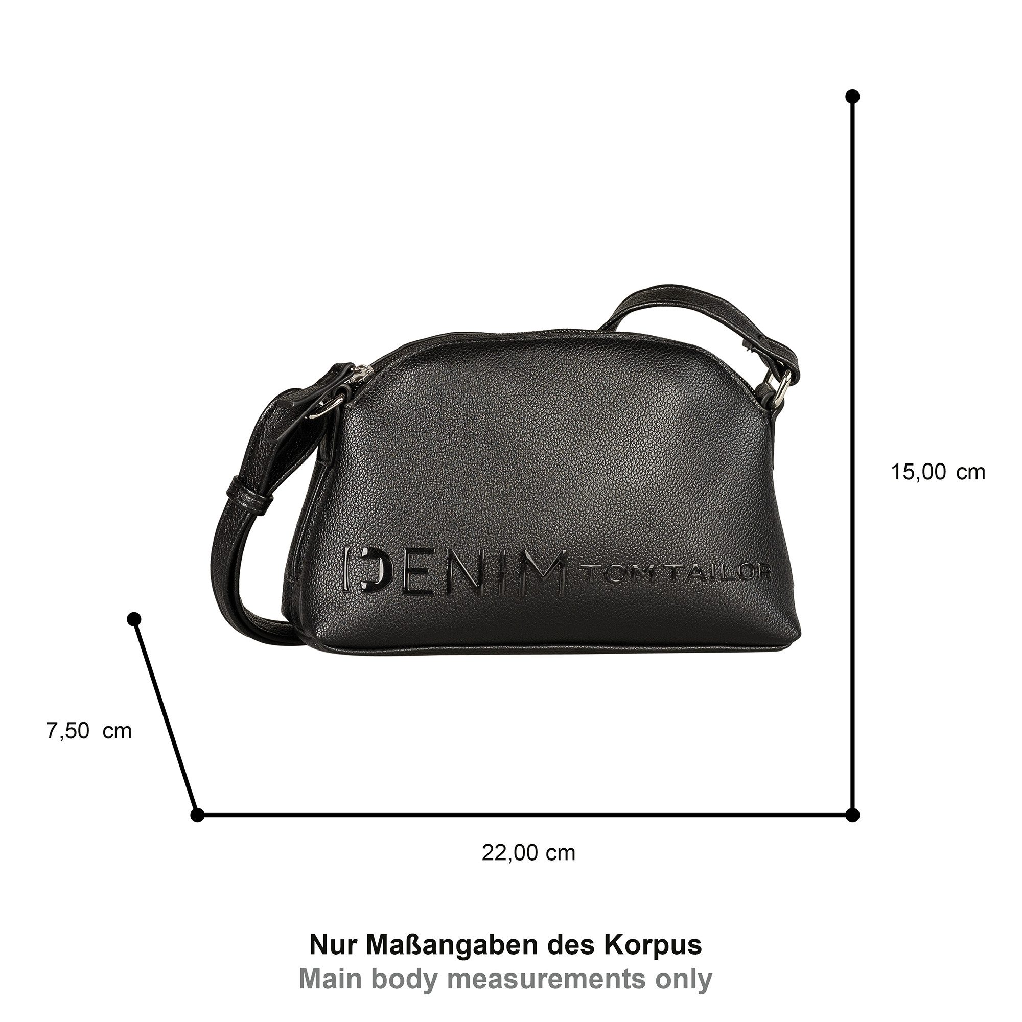 TOM TAILOR Denim Umhängetasche Zephyra, weiches Material, aufwändige Farbkanten, fein schimmerndes Silikonlogo