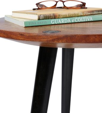 TOM TAILOR HOME Couchtisch T-WOOD TABLE LARGE, Beistelltisch mit Knopfdetail, dunkles Mangoholz und schwarze Beine