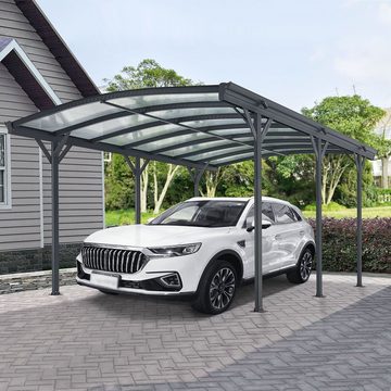 Juskys Einzelcarport Unterstand mit gebogenem Dach 5 x 3 m, BxT: 302x505 cm, 226 cm Einfahrtshöhe, Bogendach mit UV Schutz, hohe Wind und Schneelast