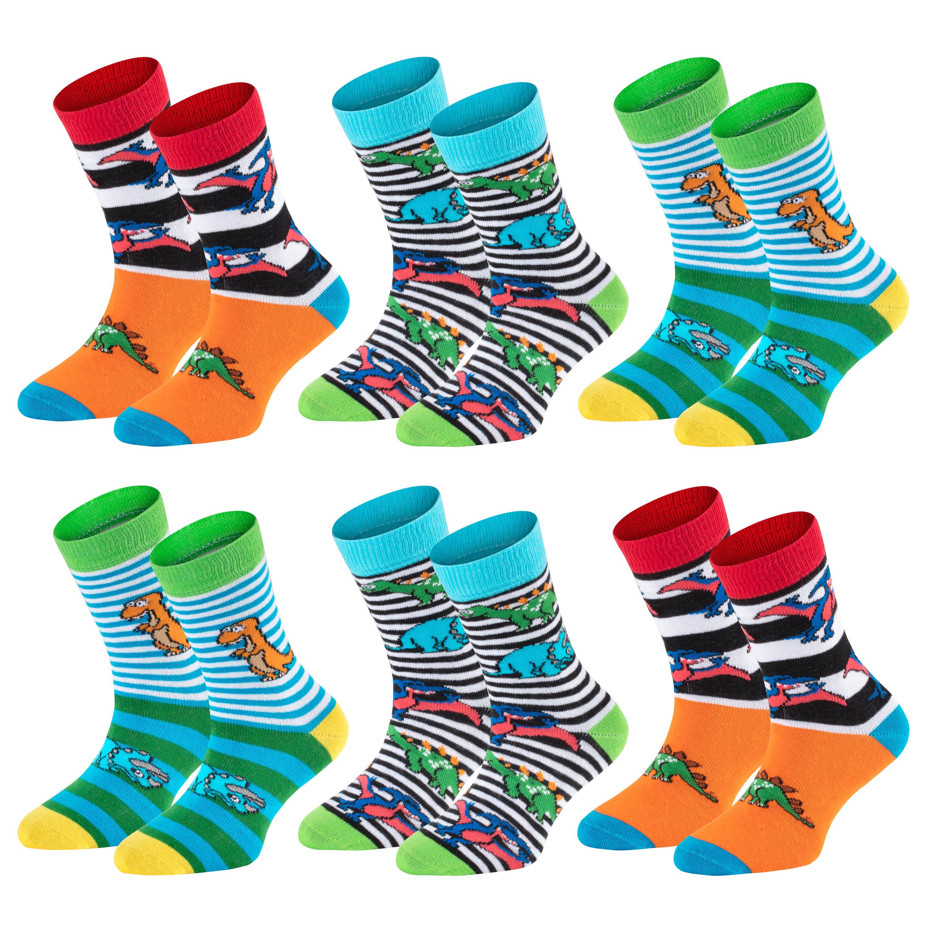 TippTexx 24 Socken 6 Paar bunte Kindersocken, sanfte Baumwolle, für Mädchen & Jungen (6 Paar) handgekettelte, weiche Naht