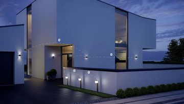steinel LED Außen-Wandleuchte L 840 SC SI, Bewegungsmelder, Bluetooth, Dimmfunktion, Leuchtdauer einstellbar, Nachtlichtfunktion, Smart Home, Softlichtstart, LED fest integriert, Tageslichtweiß, Warmweiß, 160° Bewegungsmelder, Warmweiß, Smart Home,Bluetooth,App-Steuerung