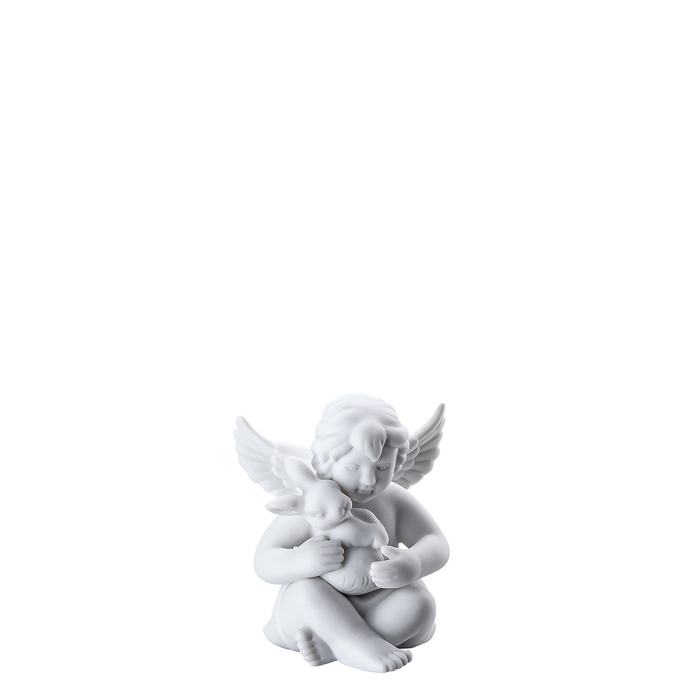 Rosenthal Engelfigur Engel klein Weiß matt Engel mit Hase