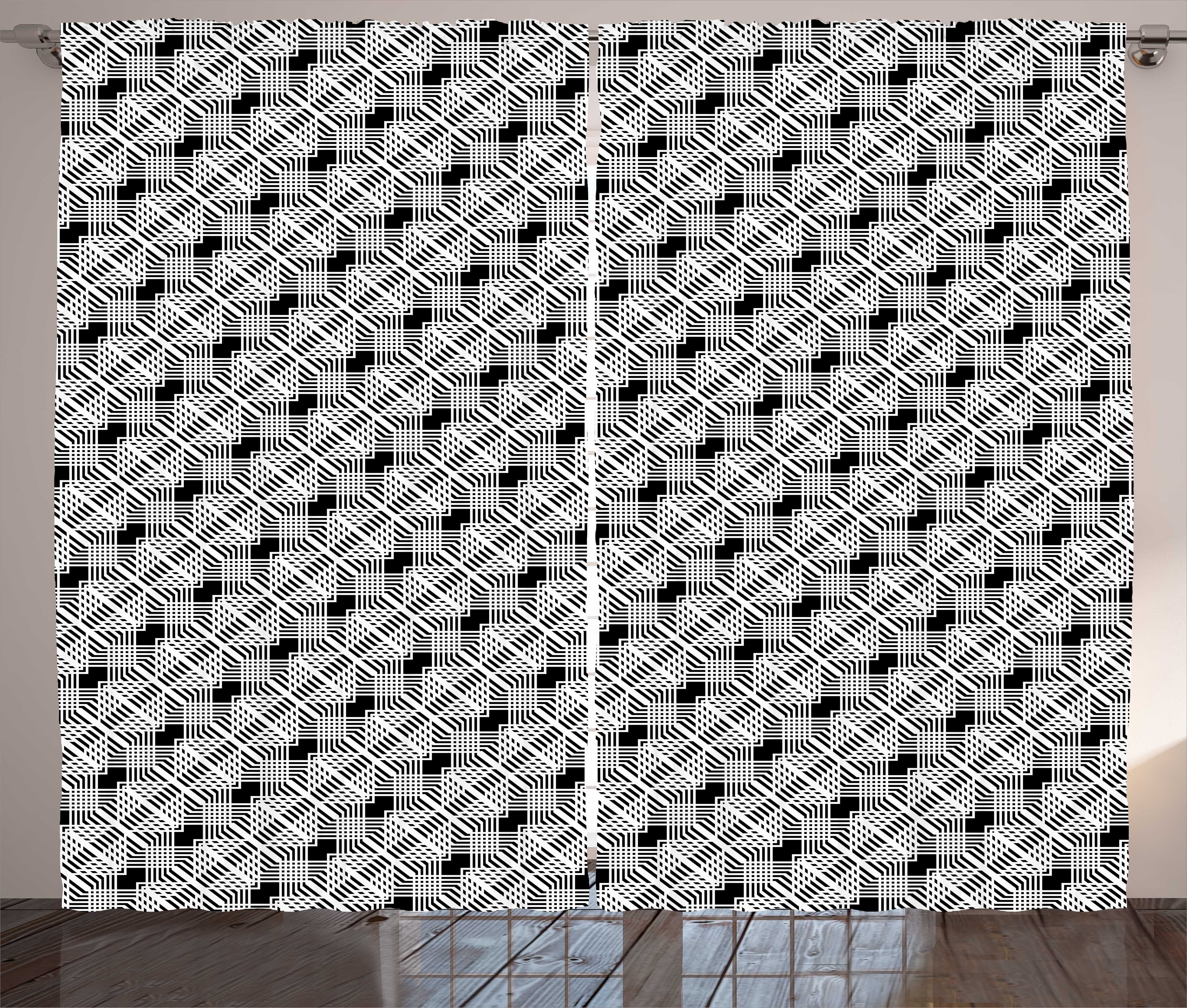 Zigzags Kräuselband Gitter Schlafzimmer Schlaufen mit Haken, Abakuhaus, und Vorhang Abstrakt Gardine Lattice