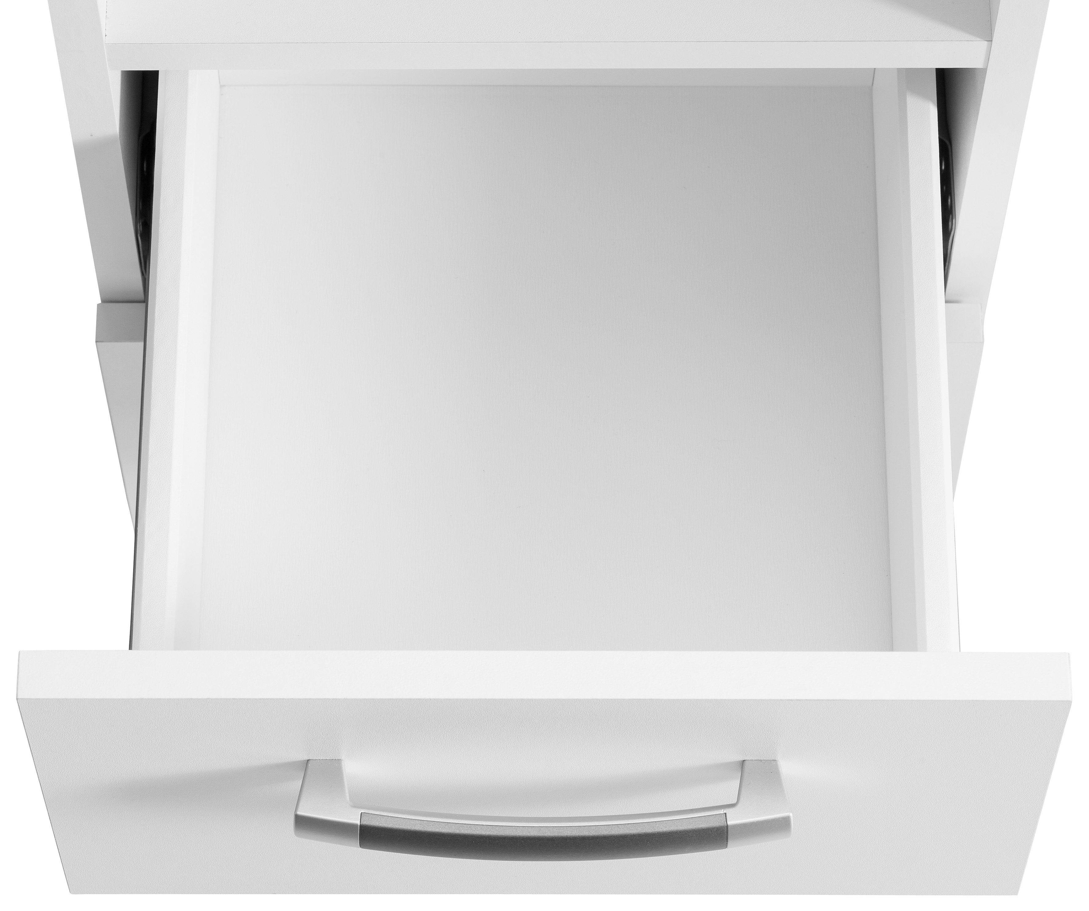 VOGL Möbelfabrik Schreibtisch Sam, Breite und 137 weiß Towerfach cm, Tastaturauszug mit