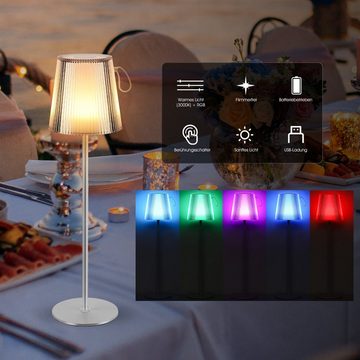 LETGOSPT LED Tischleuchte RGB Tischlampe Kabellos Nachttischlampe, LED Touch-Dimmbare 12 Farben, LED fest integriert, Warmweiß + RGB, IP44 Wasserdichte für Aussen, RGB Nachtlicht für Party Schlafzimmer