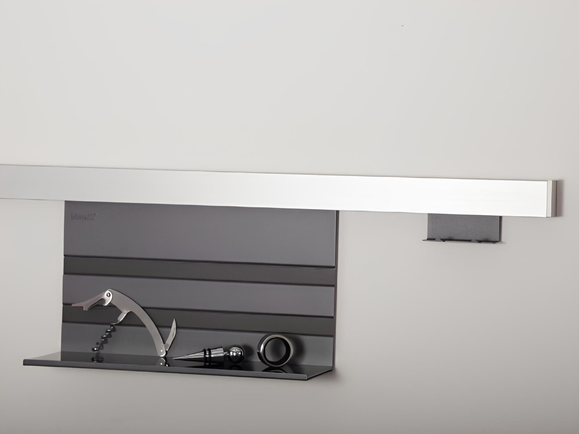 Kesseböhmer Küchenorganizer-Set Linero MosaiQ Starterset graphitschwarz, Profilleiste 1500 mm + Universalablage +2er Hakenleiste