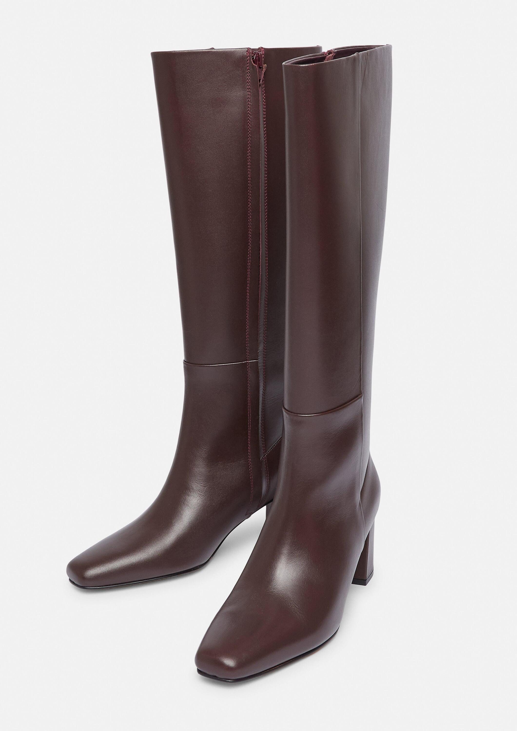 comma Stiefel Stiefel Kniehohe Boots aus glattem Rindsleder