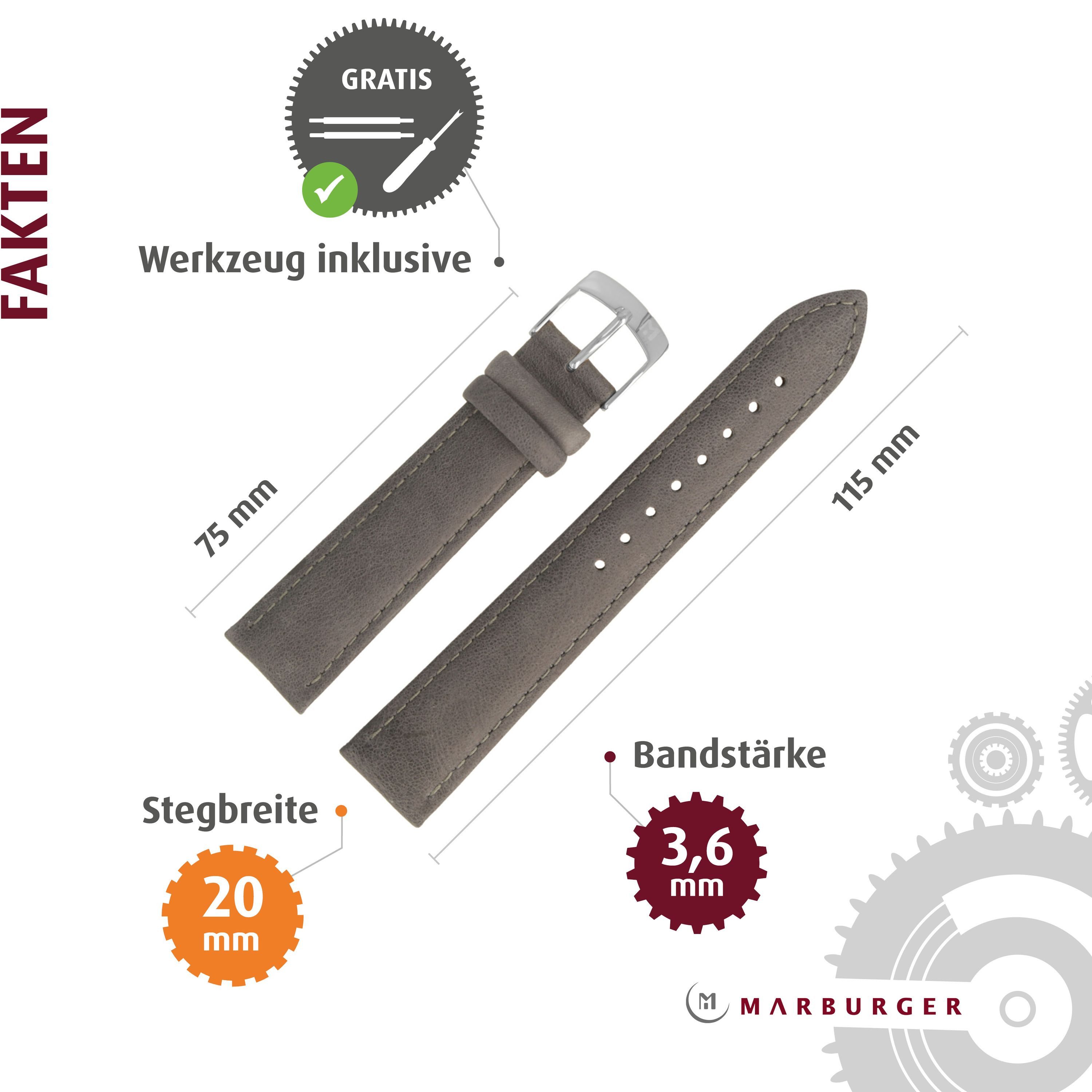 MARBURGER Uhrenarmband 20mm Leder