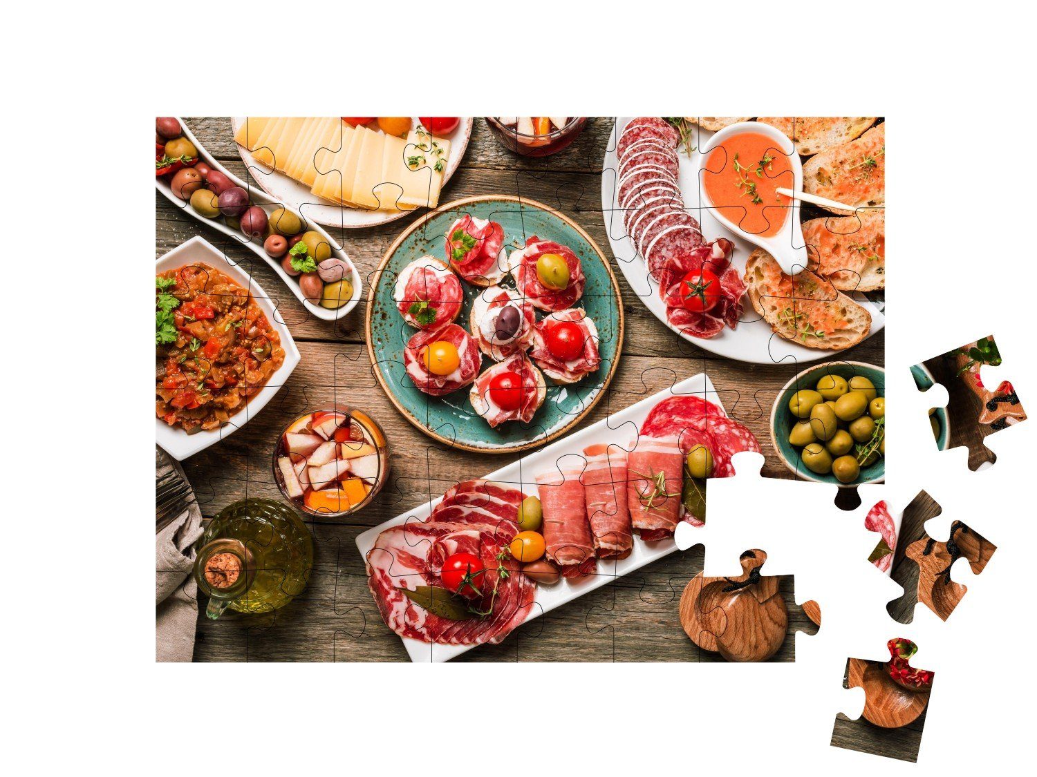Küche, Trinken Puzzle puzzleYOU Puzzleteile, Essen puzzleYOU-Kollektionen und 48 Tapas und Spanische Sangria,