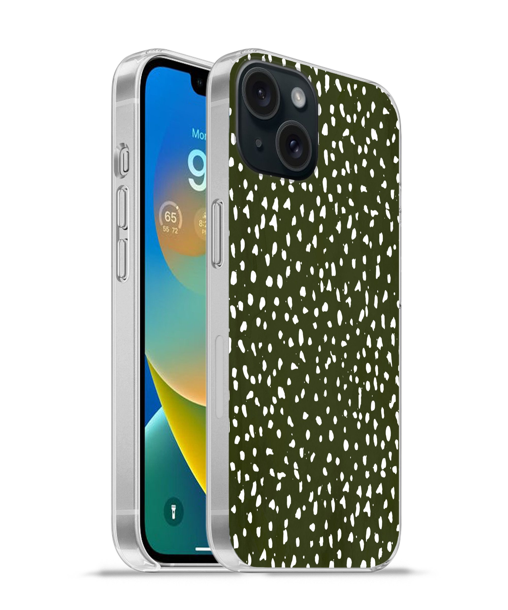 Handyhülle für Apple iPhone 15 Polka dots - Weiß - Schwarz