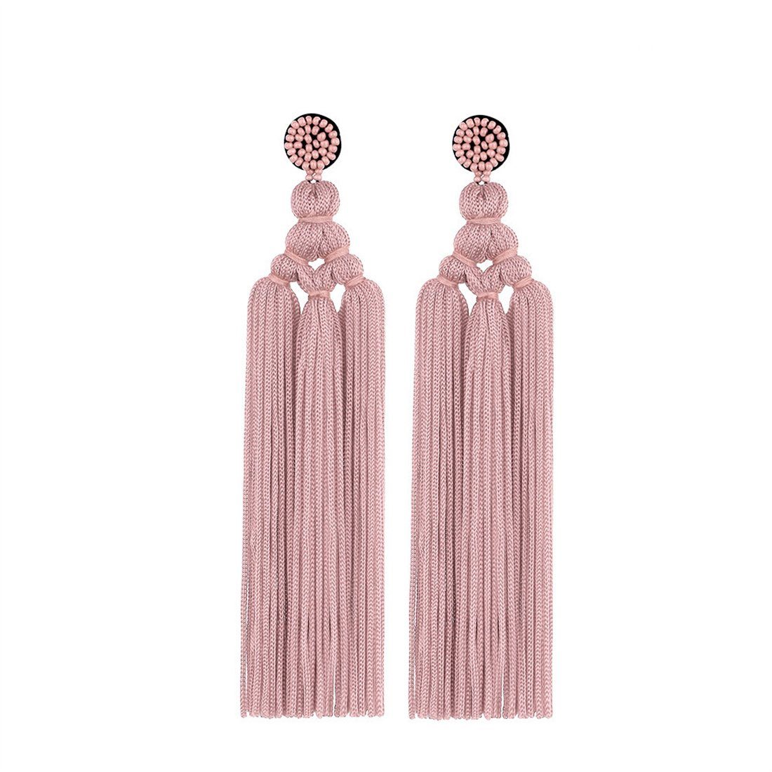 DÖRÖY Paar Ohrhänger Damen Rosa Quaste Vintage Schmuck Ohrringe Mode gewebt lange Ohrringe