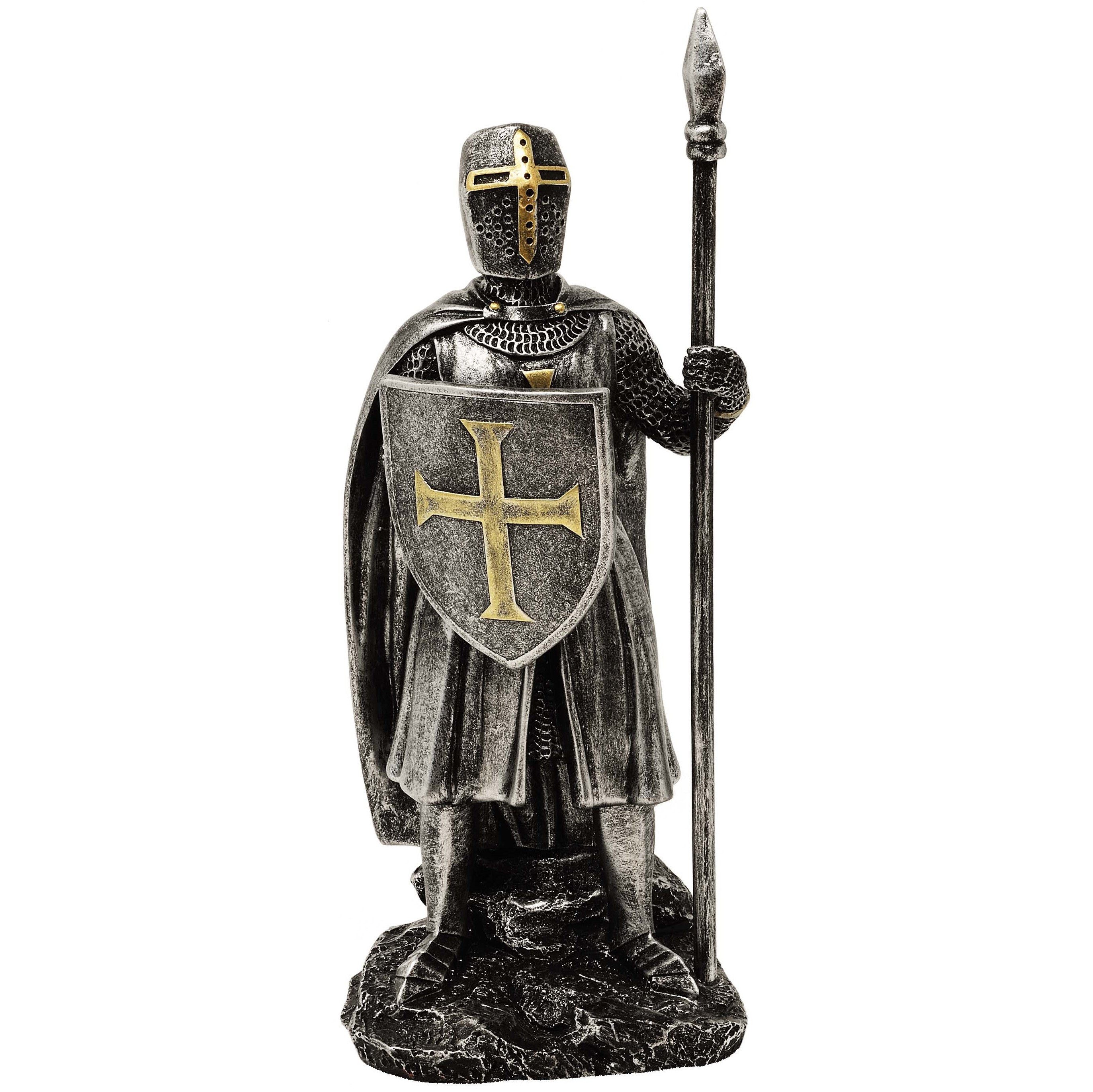 MystiCalls Dekofigur Kreuzritter stehend mit Speer Ritter Ritterfigur Templer Mittelalter (1 St), Sammelfigur, Sammlerfigur, Designerfigur, Dekofigur, Dekorationsobjekt