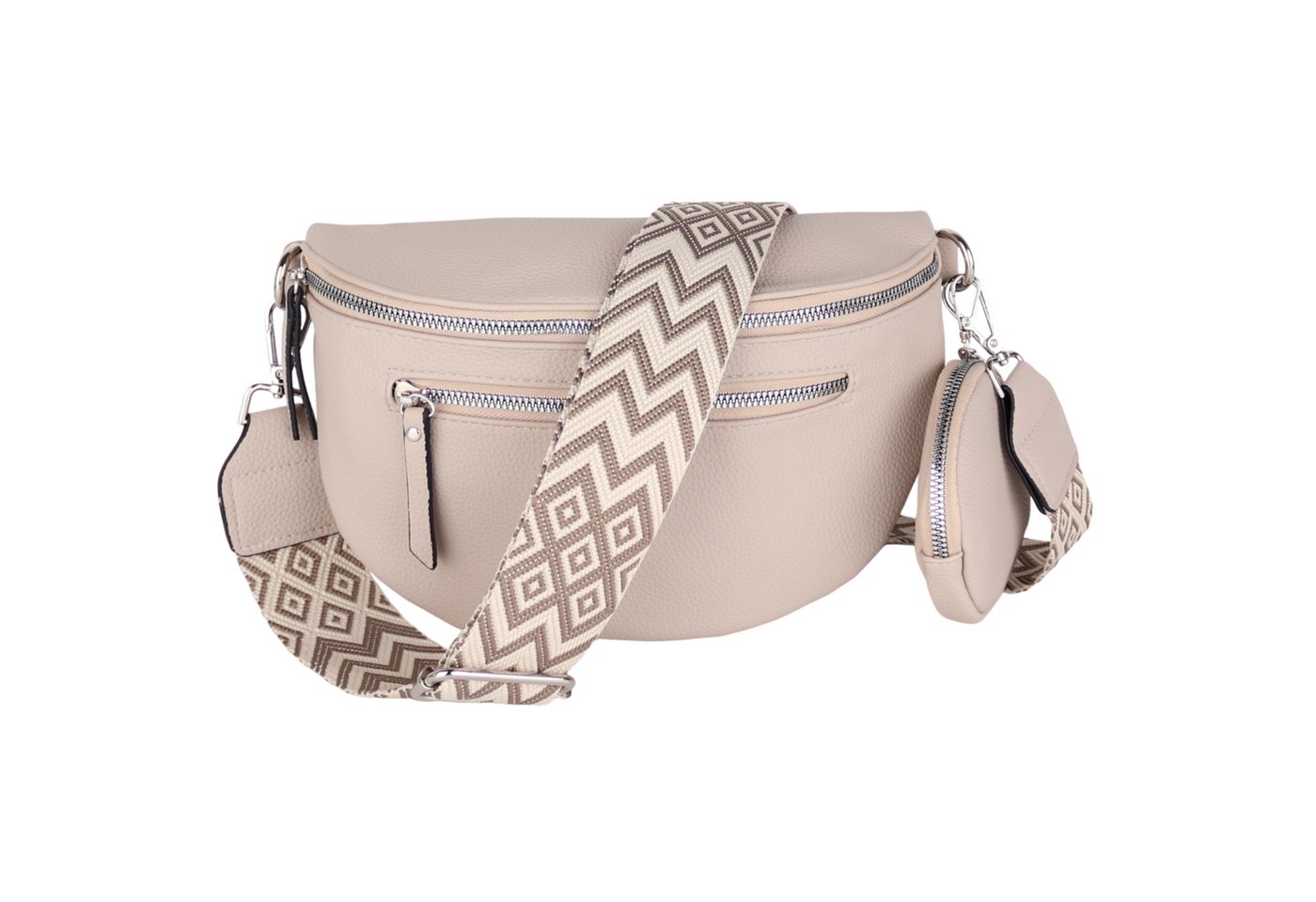 MIRROSI Bauchtasche Damen Taschen, Umhängetasche, Brusttasche, 27x19x9cm Veganes Leder (Schultertasche für jeden Anlass, inkl.1x Münzbeutel), Crossbody Bag, Bohemian gemusterten& verstellbaren Schulterriemen