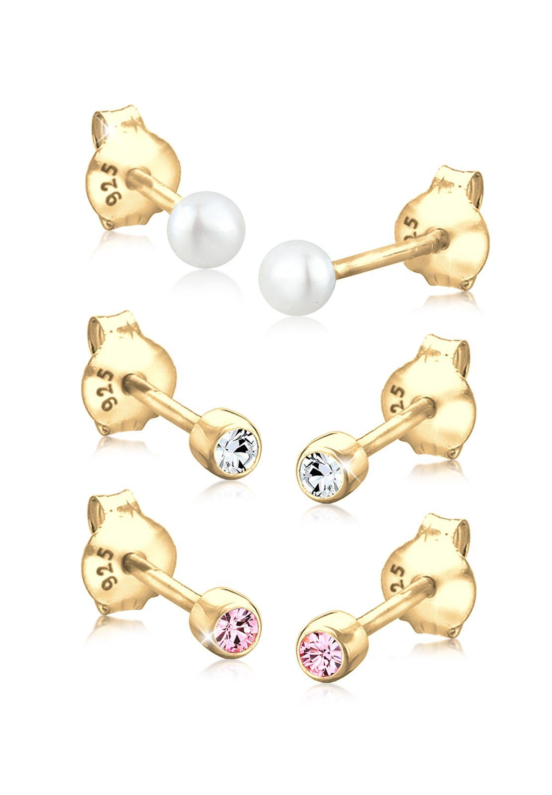 Elli Ohrring-Set Kugel Perle Set Kristalle 925 Silber, Kugel