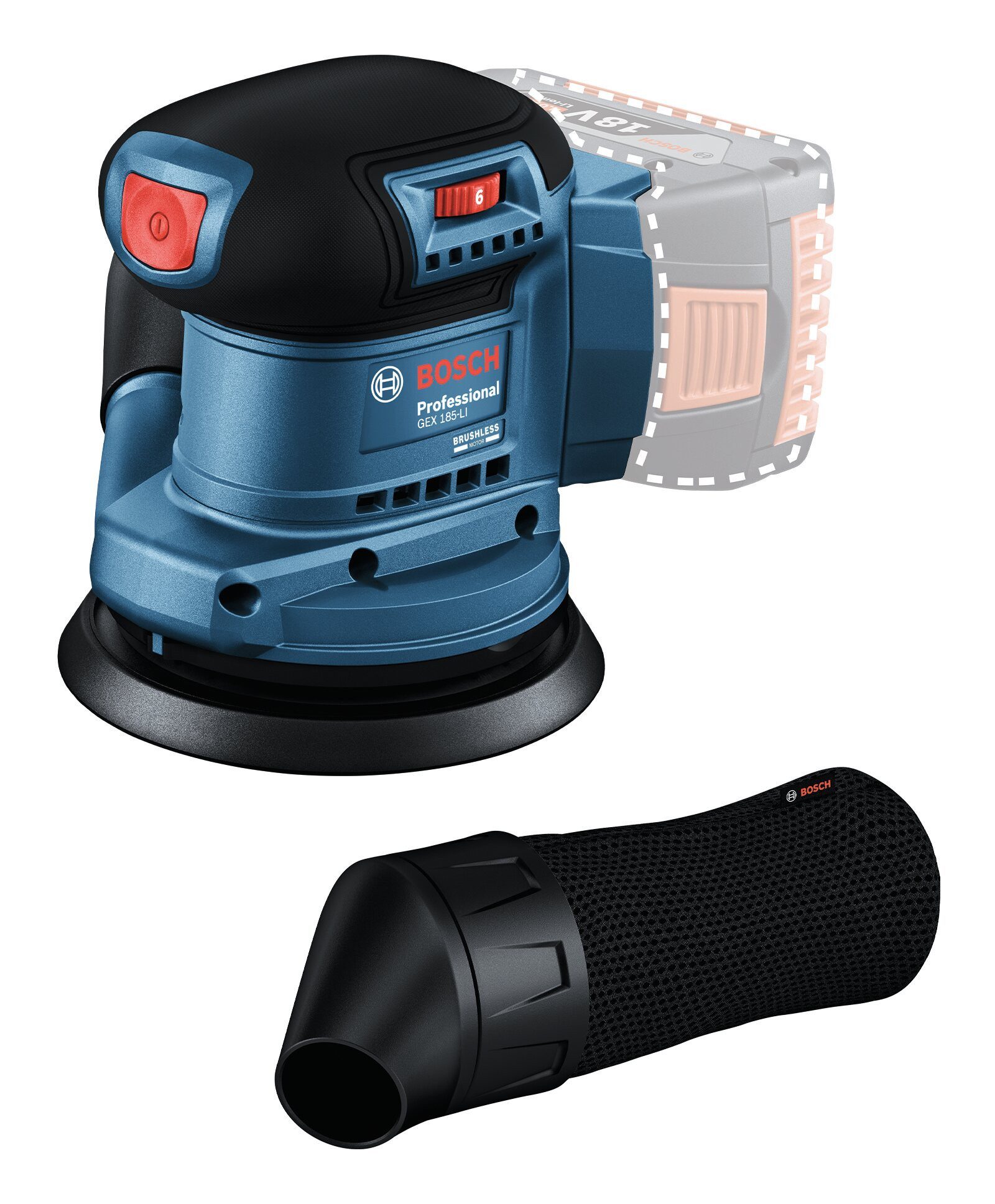 BOSCH Akku-Exzenterschleifer GEX 185-LI, max. 10000 U/min, 20000 U/min, Ohne Akku - im Karton