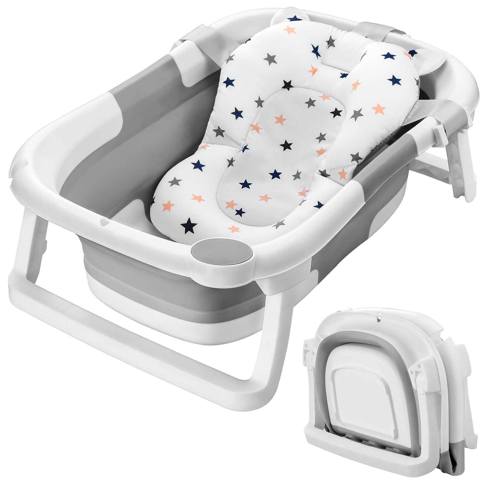 Babybadewanne Faltbare Badewanne für Baby, Silikon für 0-2 Jahre, 60*40*23cm