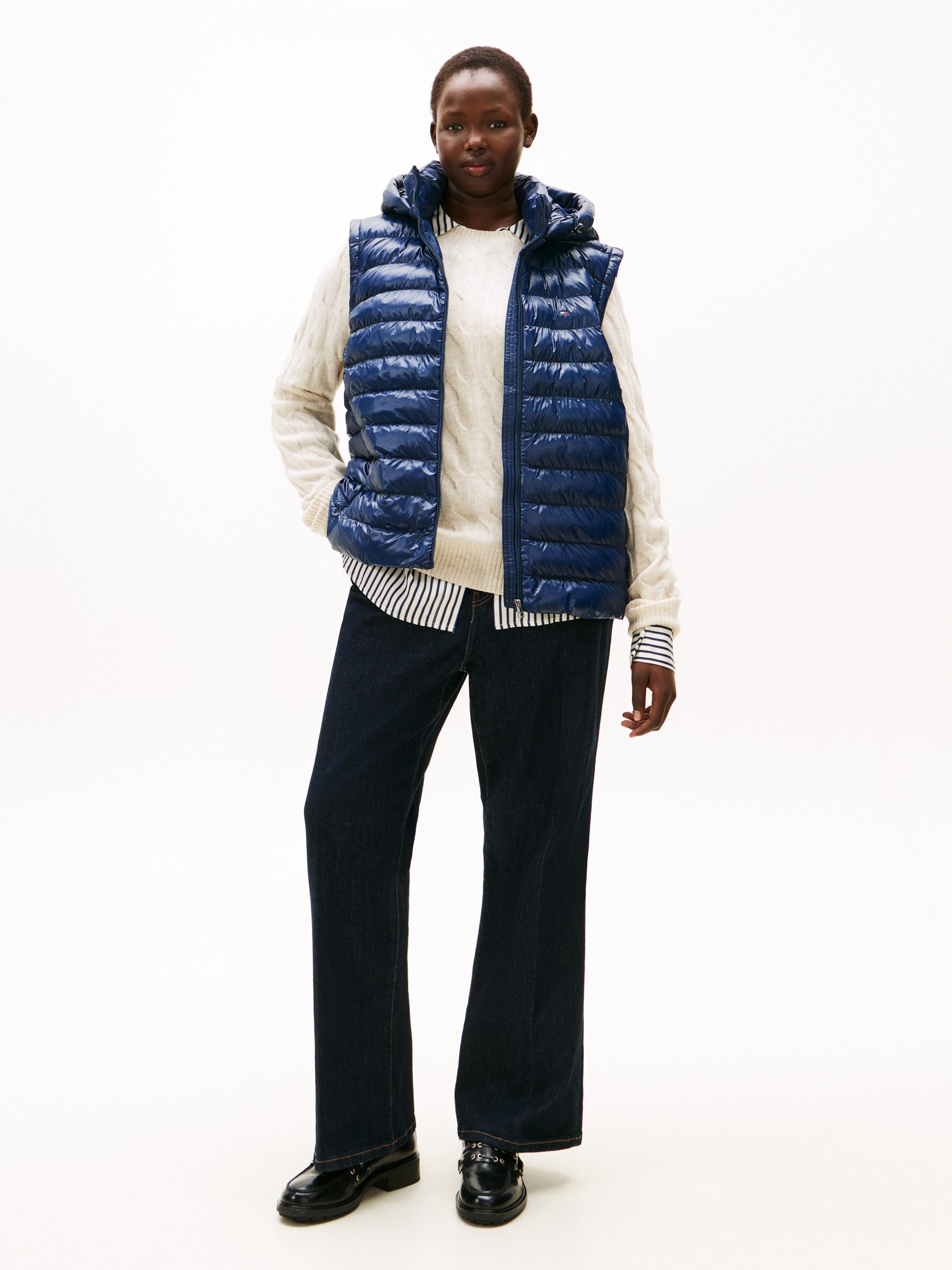 Tommy Hilfiger Curve Steppweste CRV LW PADDED SLIM VEST in großen Größen, mit Kapuze