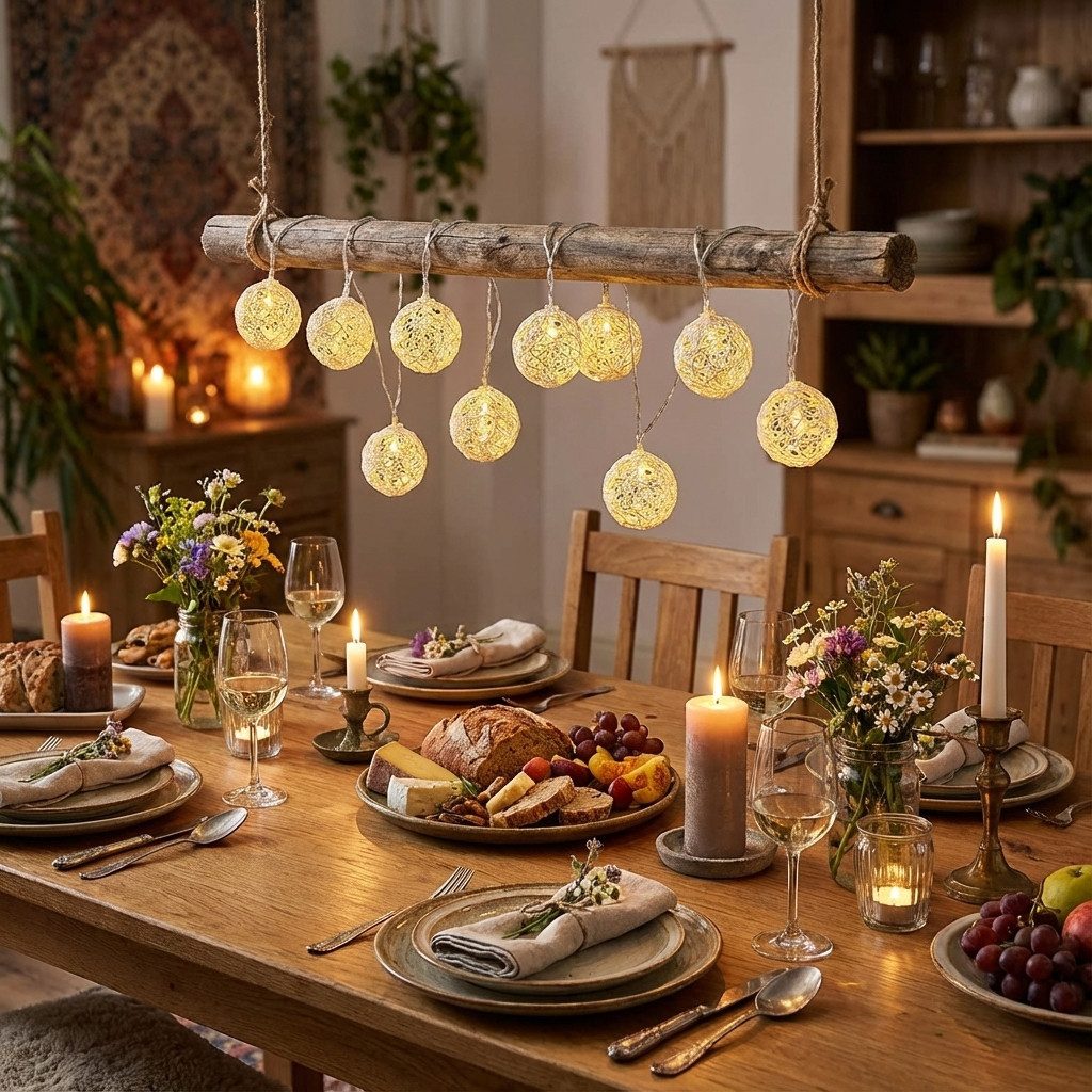 Provance Lichterkette LED Lichterkette Weiß mit 10 Großen Kugeln Innen