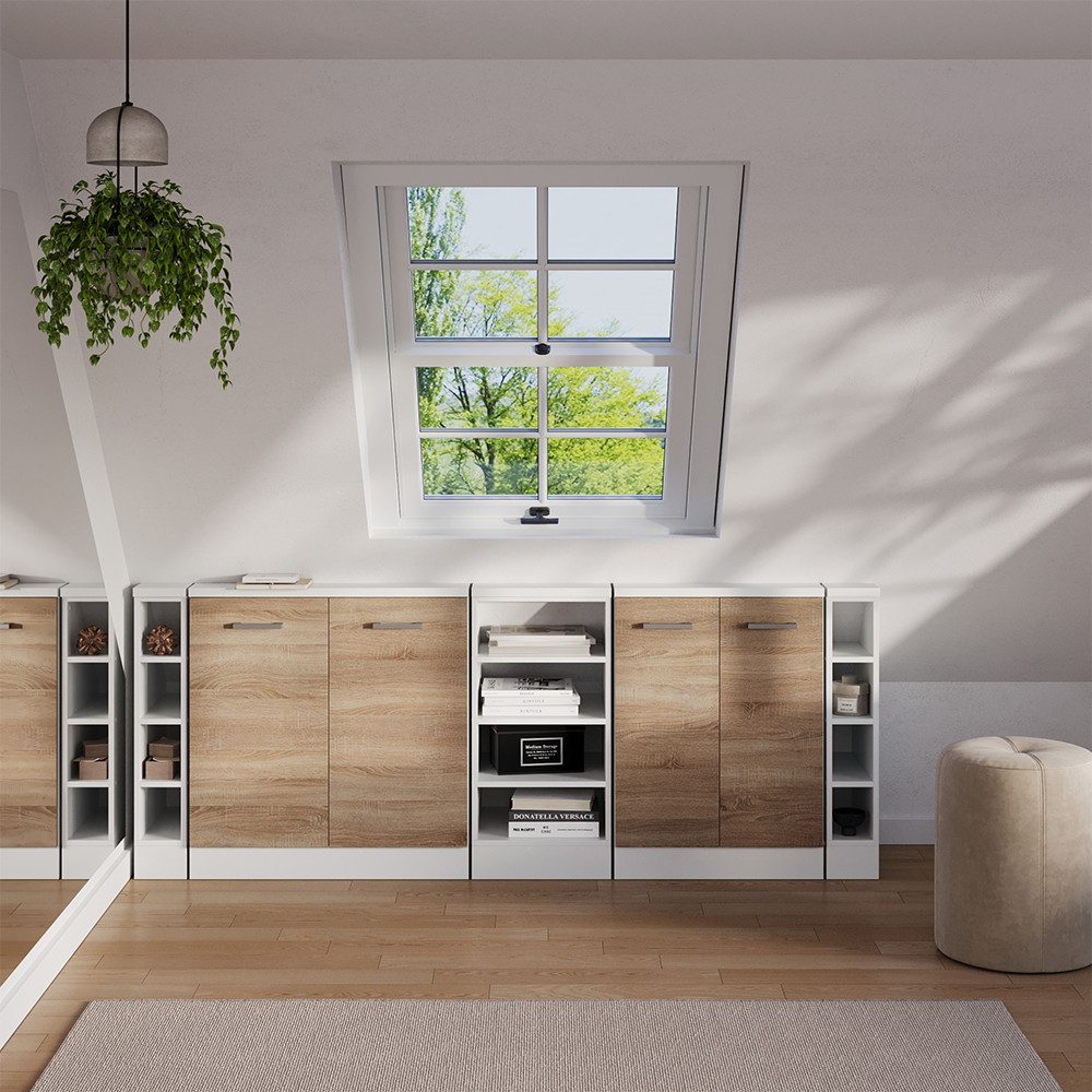 Vicco Kommode Rion, Sonoma/Weiß/Weiß, 5er Set (5 St)