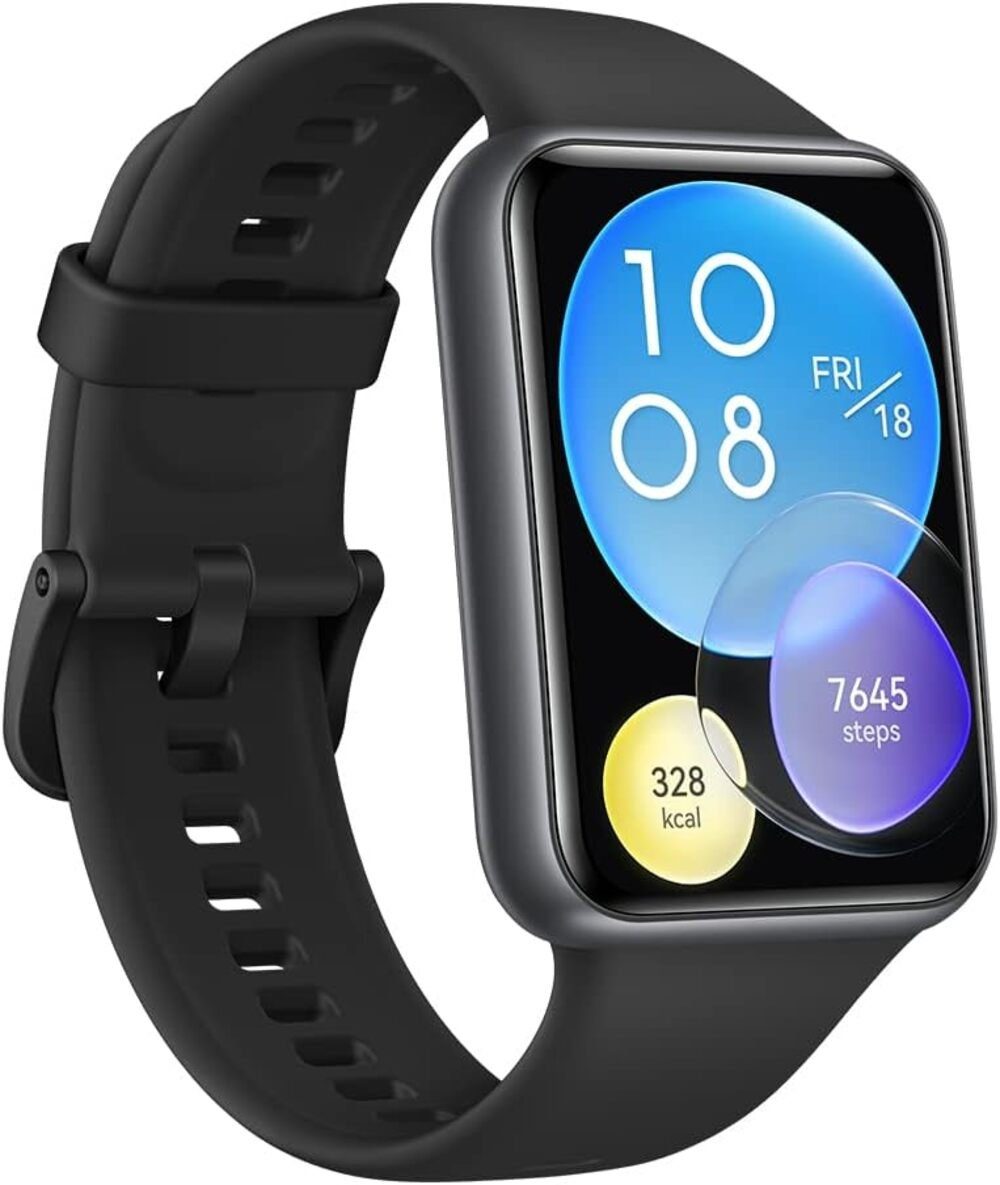 Huawei Smartwatch (1,75 Zoll, Android iOS), Huawei Watch Fit 2 Active  Schwarz mit 4,4 cm Fullview Display